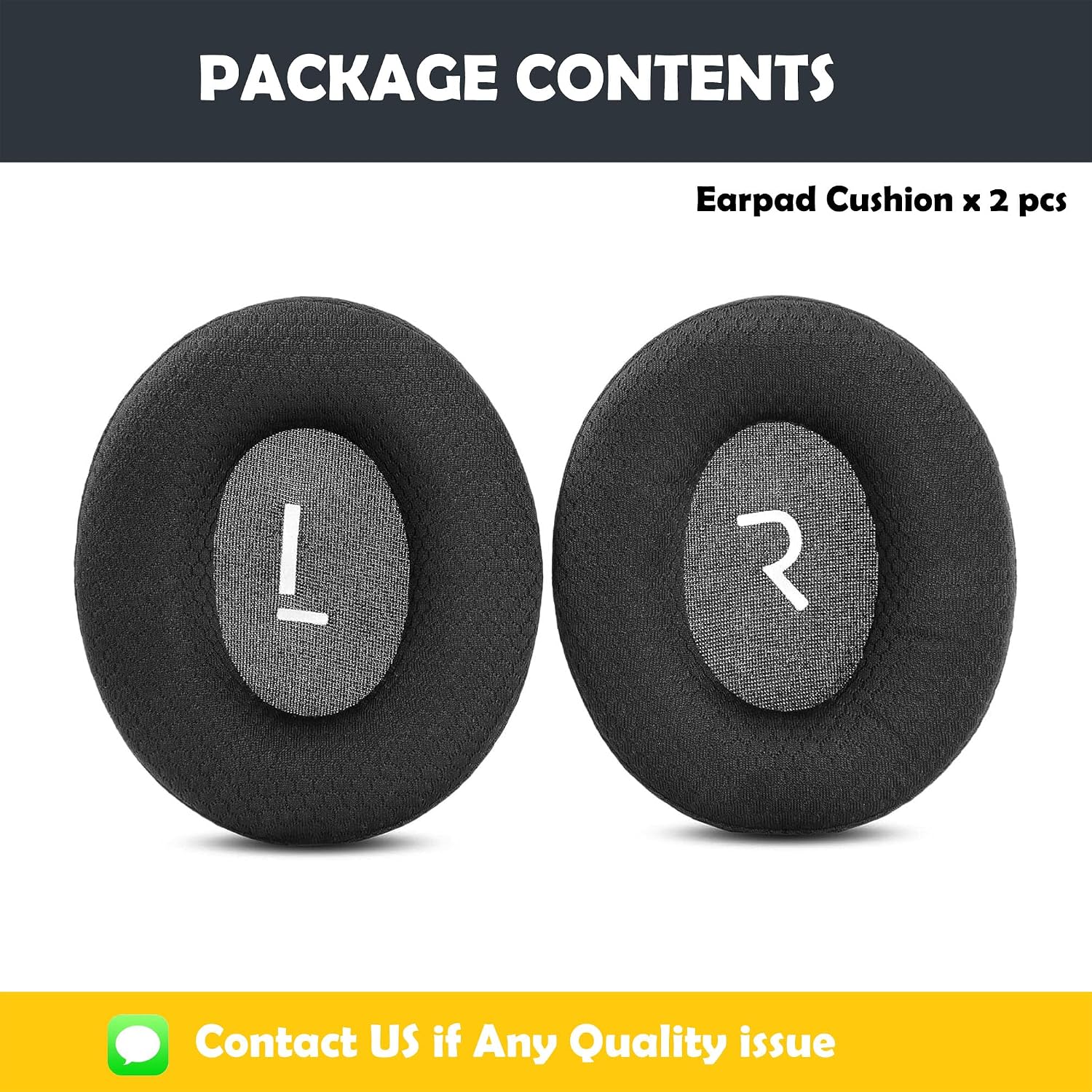 Image showing two earpad cushions, labeled L and R