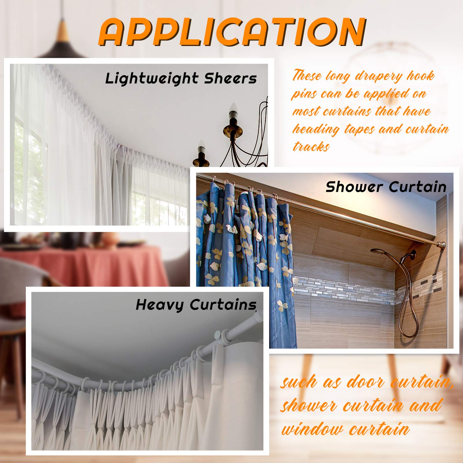 Pin Drapes Snapklik.com : Jetec Drapery Pins Hook Metal Curtain Hooks Long 7 Cm By ...