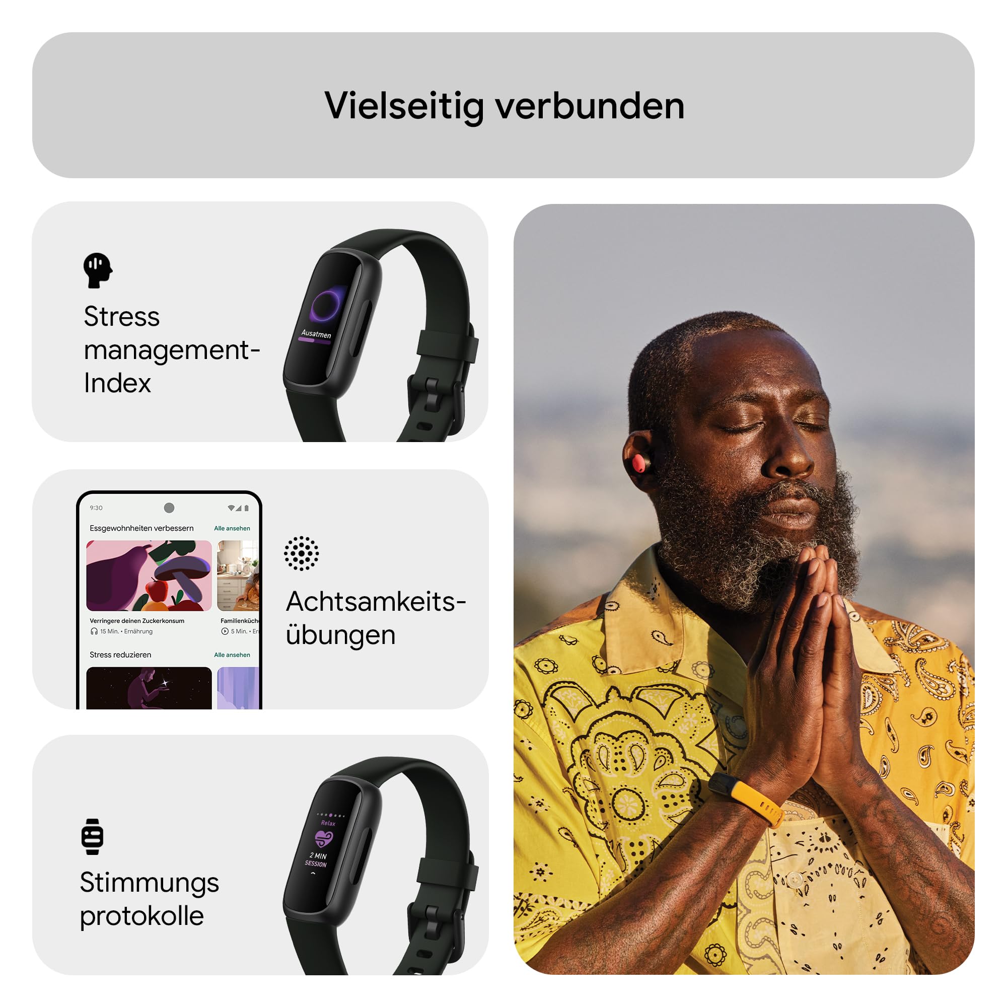Google Fitbit Inspire 3 – Gesundheits- & Fitness-Tracker Damen / Herren - Herzfrequenzmessung, Stressmanagement, Schlafanalyse & bis zu 10 Tage Akkulaufzeit – Fitnessuhr kompatibel mit Android/iOS