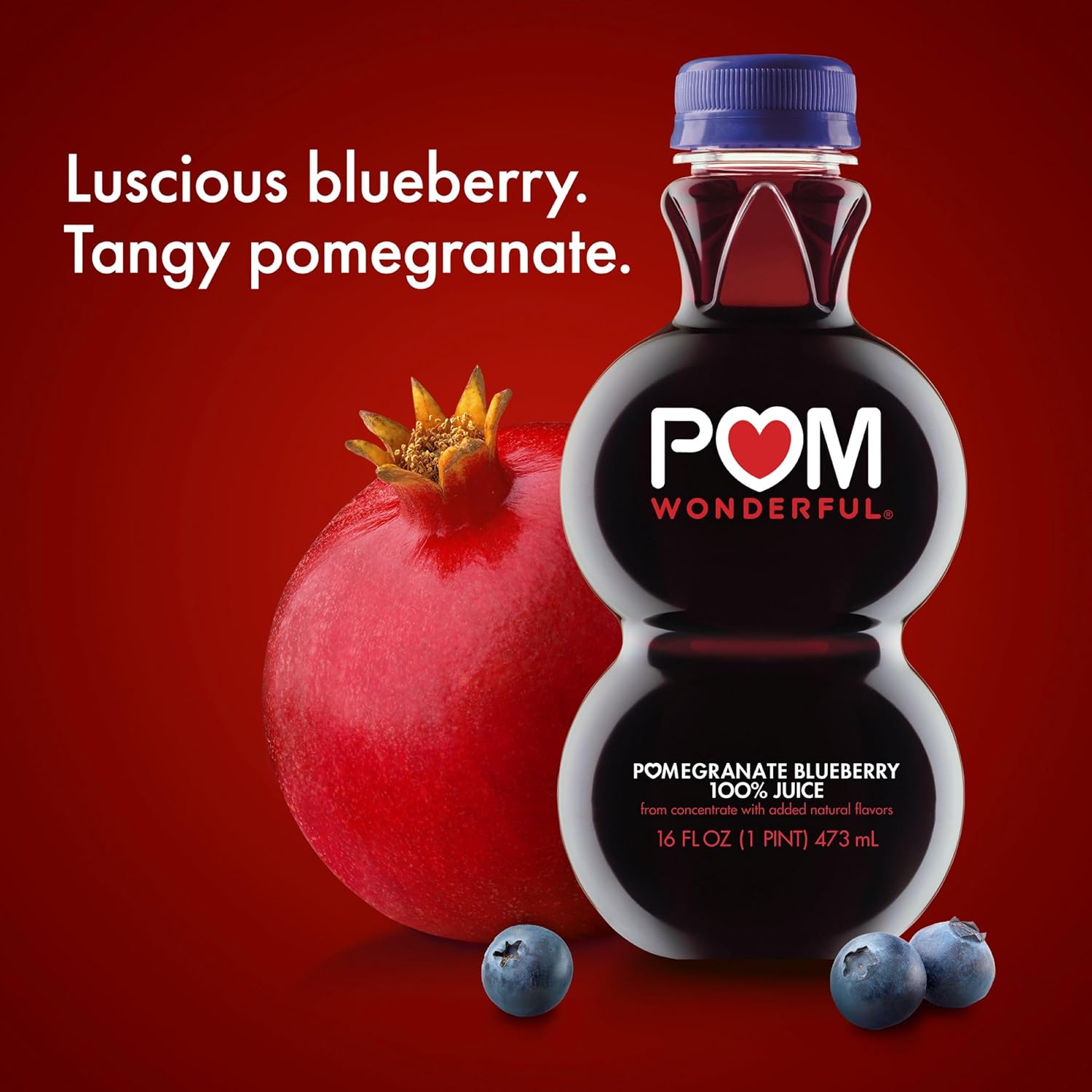 POM Wonderful Antioxidant Superpower Pomegranate Blueberry 100% Juice 16 fl oz (Pack of 6)