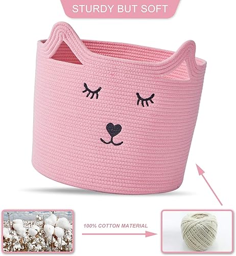 Miniatura 3 de InfiBay Cesta de bebé con bonito diseño de oso, cesta de almacenamiento de juguetes con asas, contenedor de almacenamiento de oso, canasta de ropa