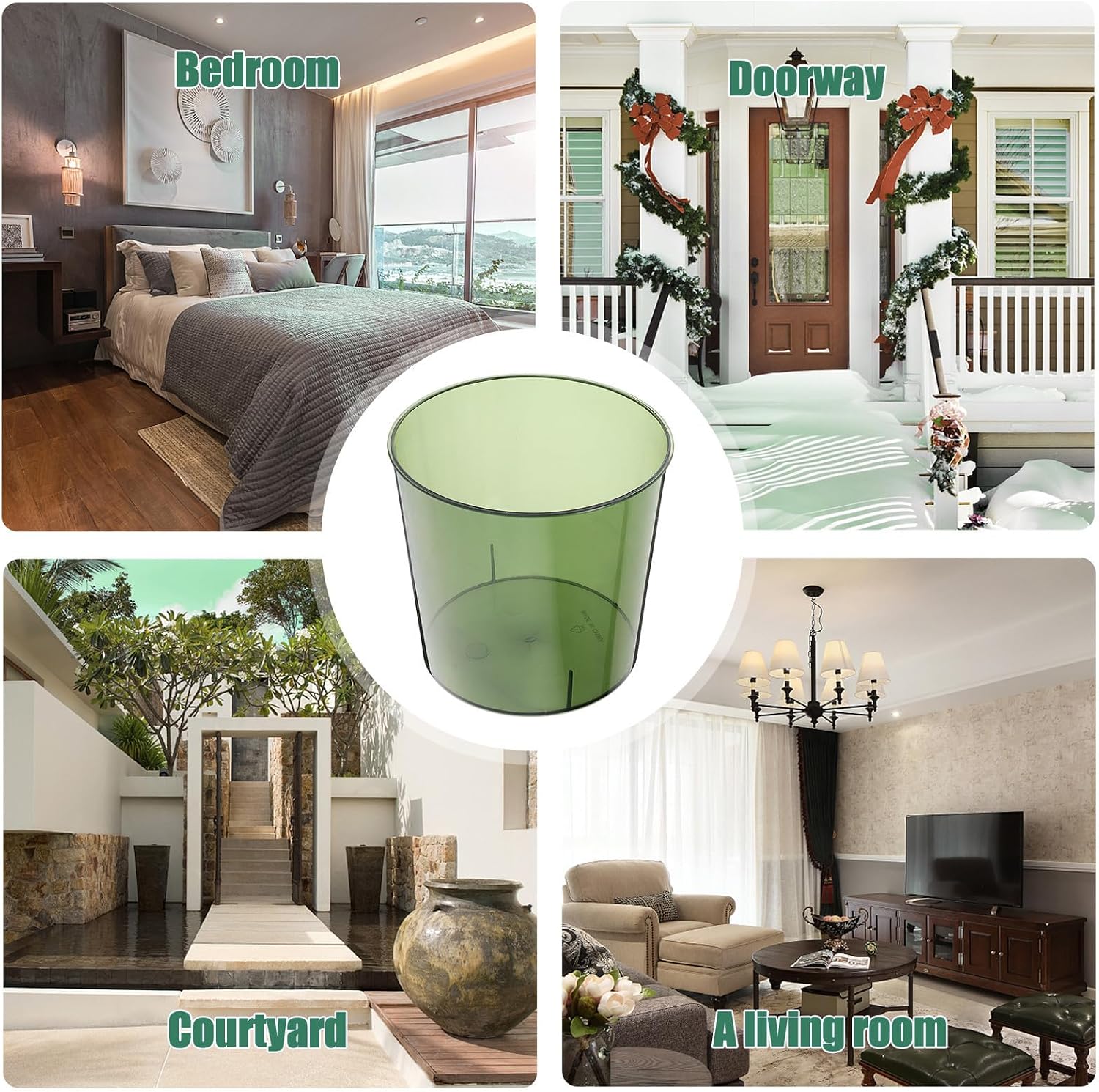 Green Plastic Flower Bucket for Arranging and Storage, Round Vase