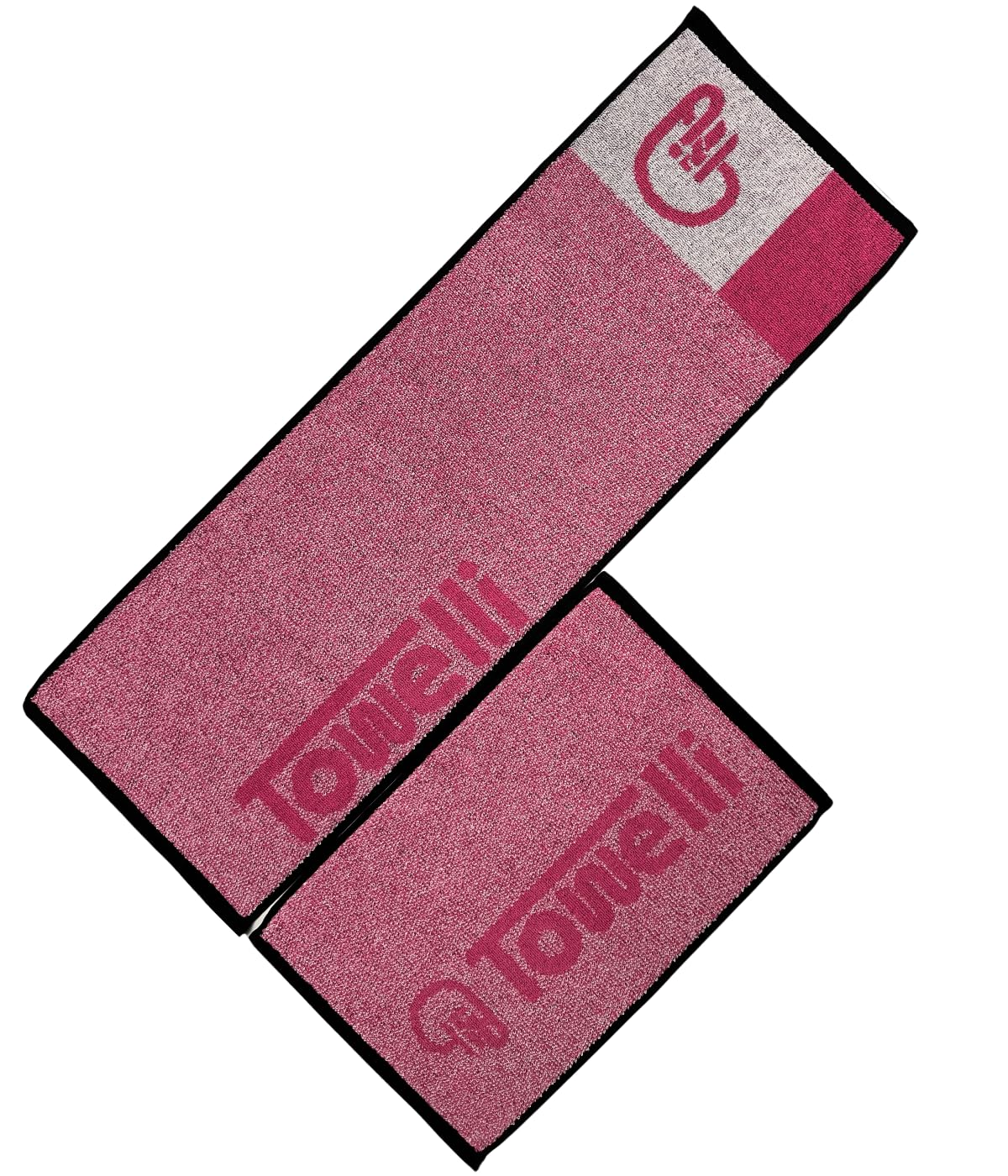 JWL Cotton Sports Towel, Quick Dry, Gym for Running, Travel, Beach, Swimming, Camping Hiking, Soft Absorbent Fitness (PINK, 30X90CM, TOWELLI DESIGN BLACK HEM)