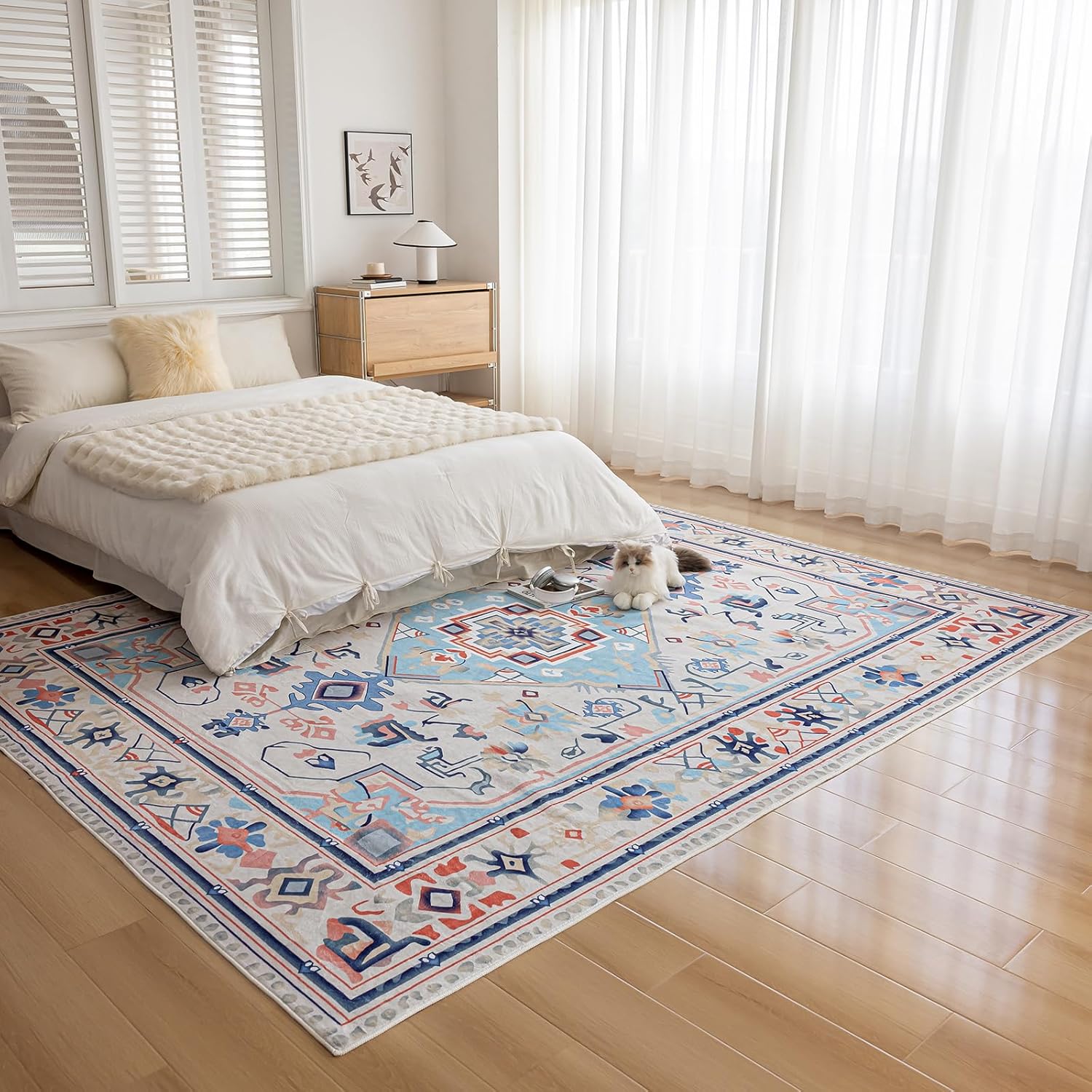 KEKUOU Area Rug 8x10 Washable Rug?Boho Tribal Area Rug?Non Slip Water Repellent Floor Carpet for Living Room Bathroom Bedroom(8'*10'?Camel) 8'*10' Camel