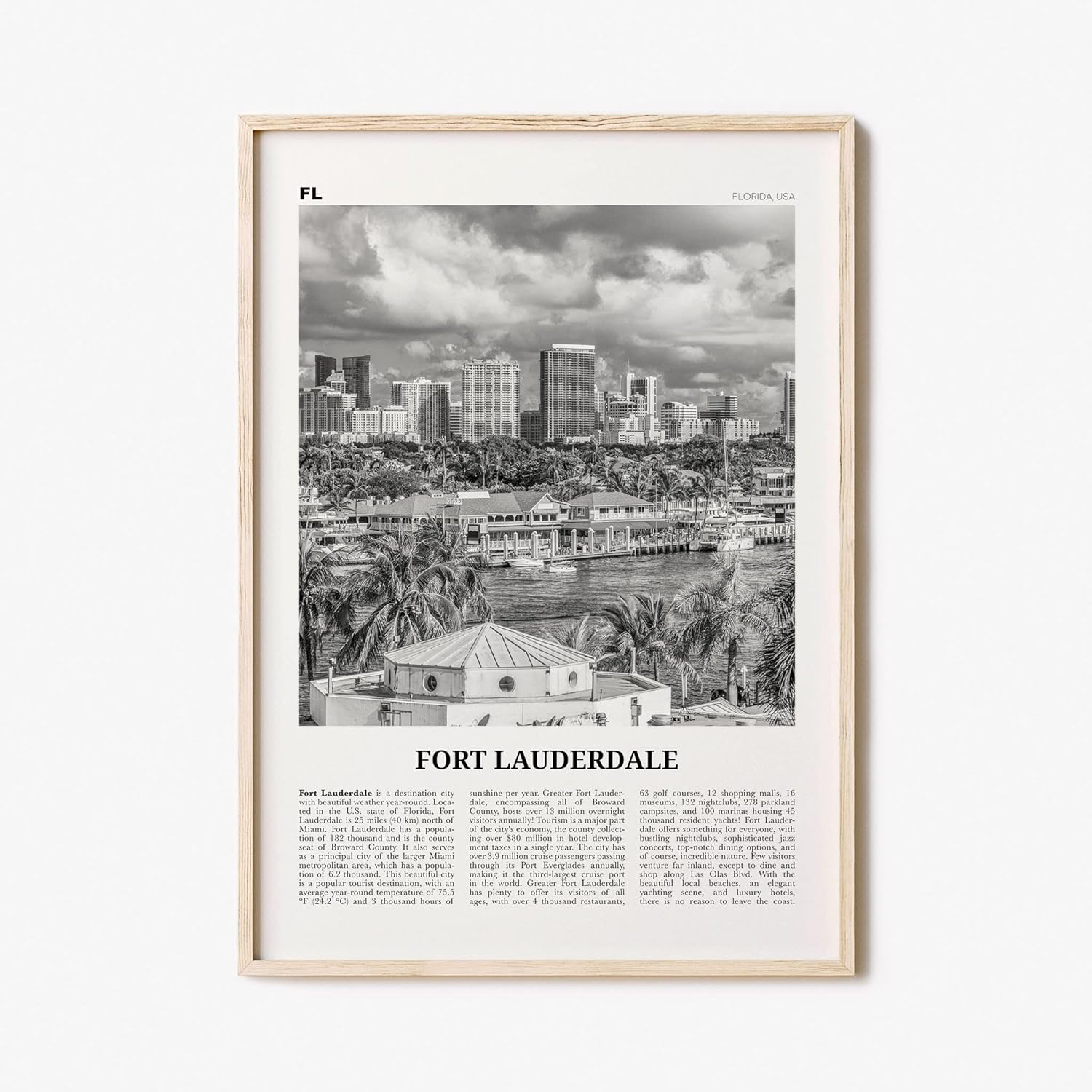 Wall Art Print Fort Lauderdale Print Black and White