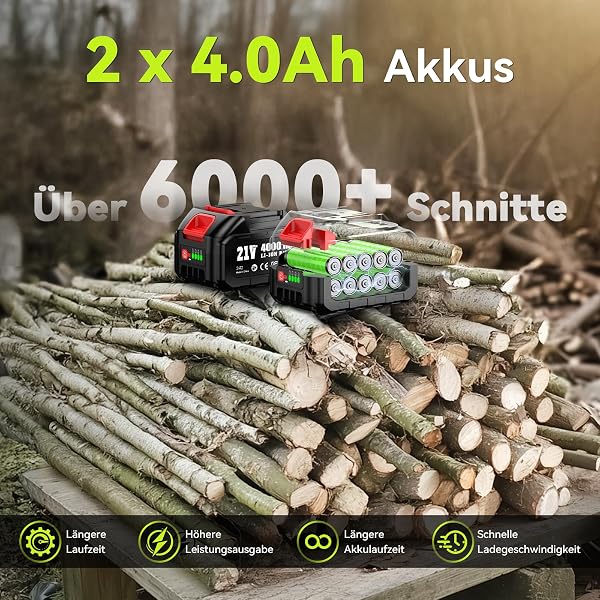 Supstable 6 Inch & 33 mm Telescopic Cordless Chainsaw with Battery, 4 in 1 Chainsaw and Scissors Kit with 8000 mAh Batteries, 4.8 m Telescopic Pole, Toolless Chain Adjustment - 3