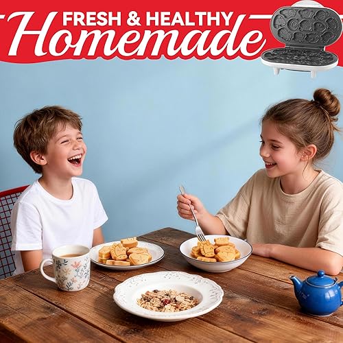 Miniatura 6 de Mini Waflera de Animales para Niños, Mini Máquina para Hacer Panqueques con 12 Moldes Diferentes de Panqueques de Animales, Plancha Pequeña para