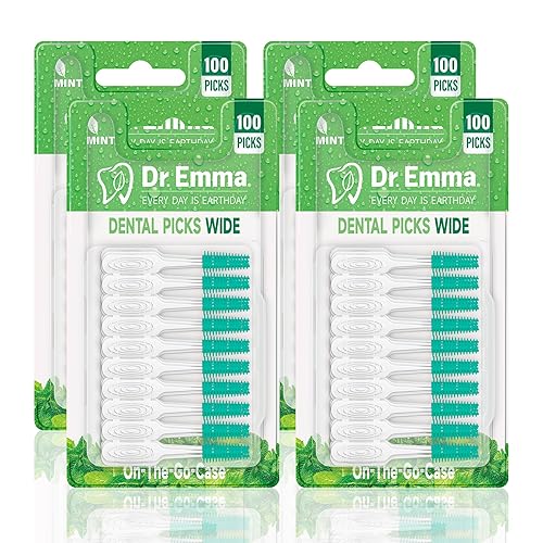 Dr. Emma Dental Picks Wide Space Mint Soft Rubberized Tooth