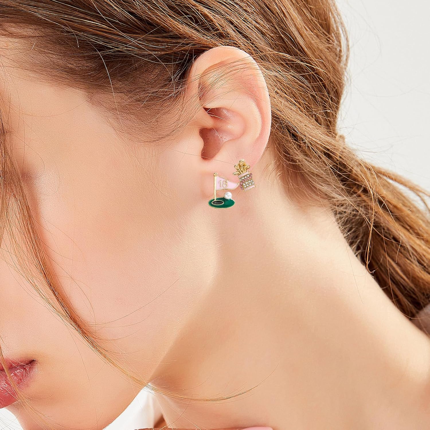 4 Pcs Golf Earrings Studs Sets for Women, Fashion Sports Earring Studs Stackable Golf Jewelry for Women Game Day Earrings Outfits Gifts - Image 5