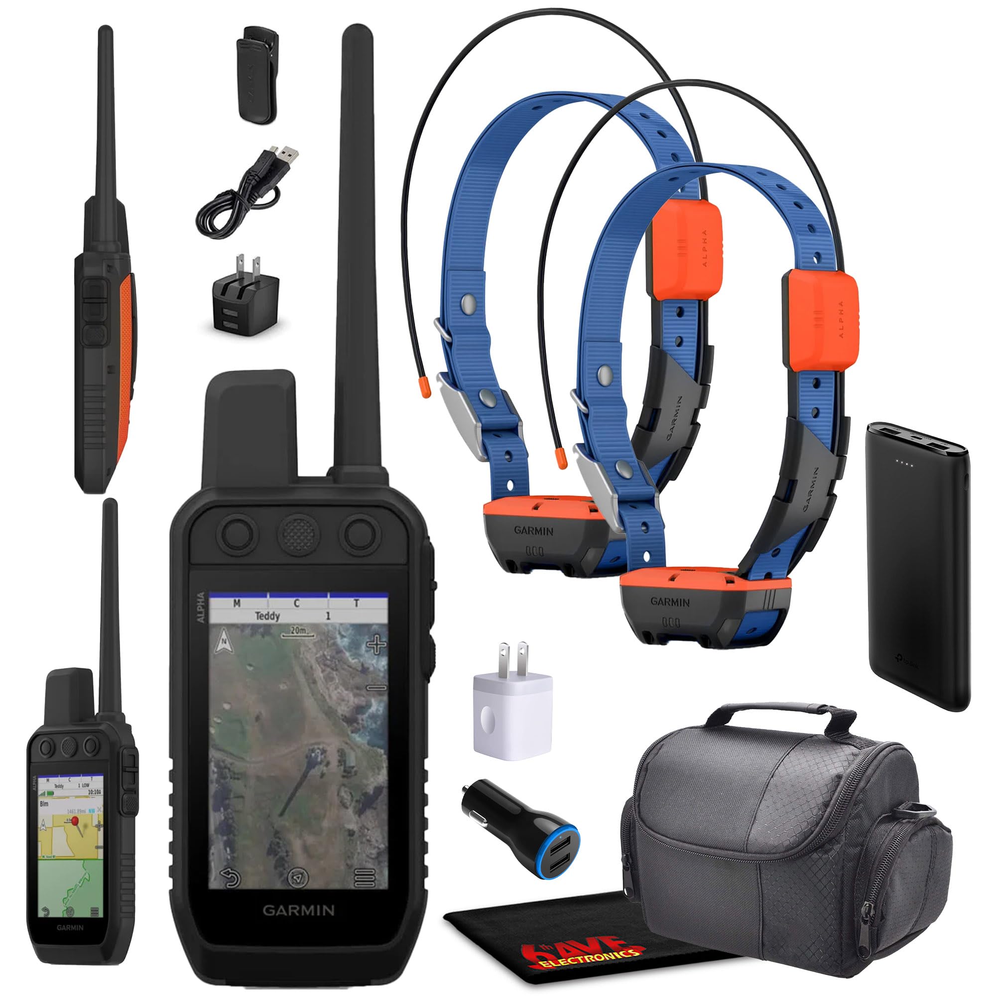 Garmin Alpha 300 - Sistema di tracciamento e addestramento avanzato per cani da caccia, con 2 collari Garmin Alpha T20, collare per cani con GPS + borsa da campo + caricabatterie e altri accessori