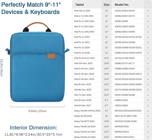 Vista 137 de MoKo Funda para tablet de 9 a 11 pulgadas, con asa para el hombro, se adapta a iPad Air M3 de 11 pulgadas, iPad A16 2025, Pro de 11 pulgadas, iPad