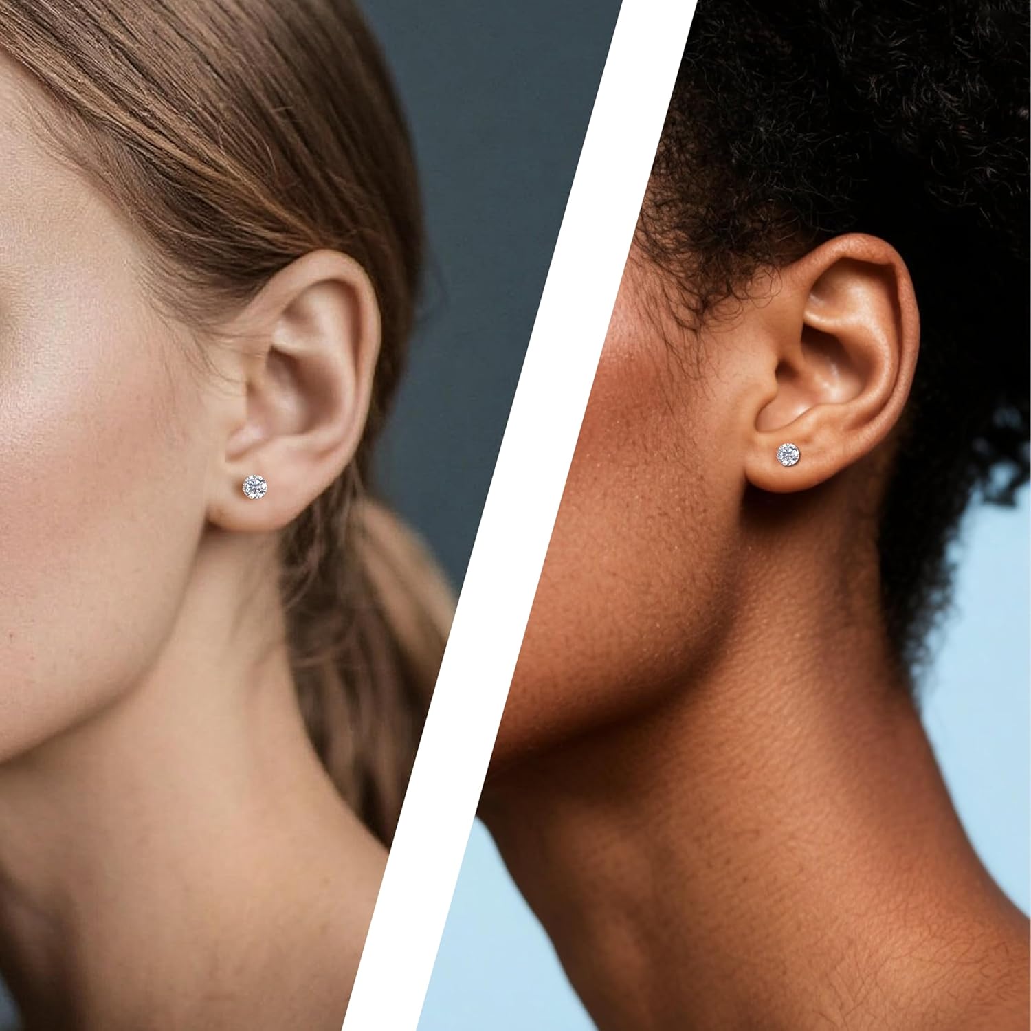 Limerencia Moissanite Stud Earrings, G23 Titanium Hypoallergenic Lab Created Diamond Stud Earring 18K Gold Plated Moissanite Jewelry Round Cut D Color VVS1 Clarity 0.2CT-1.6CT - Image 3