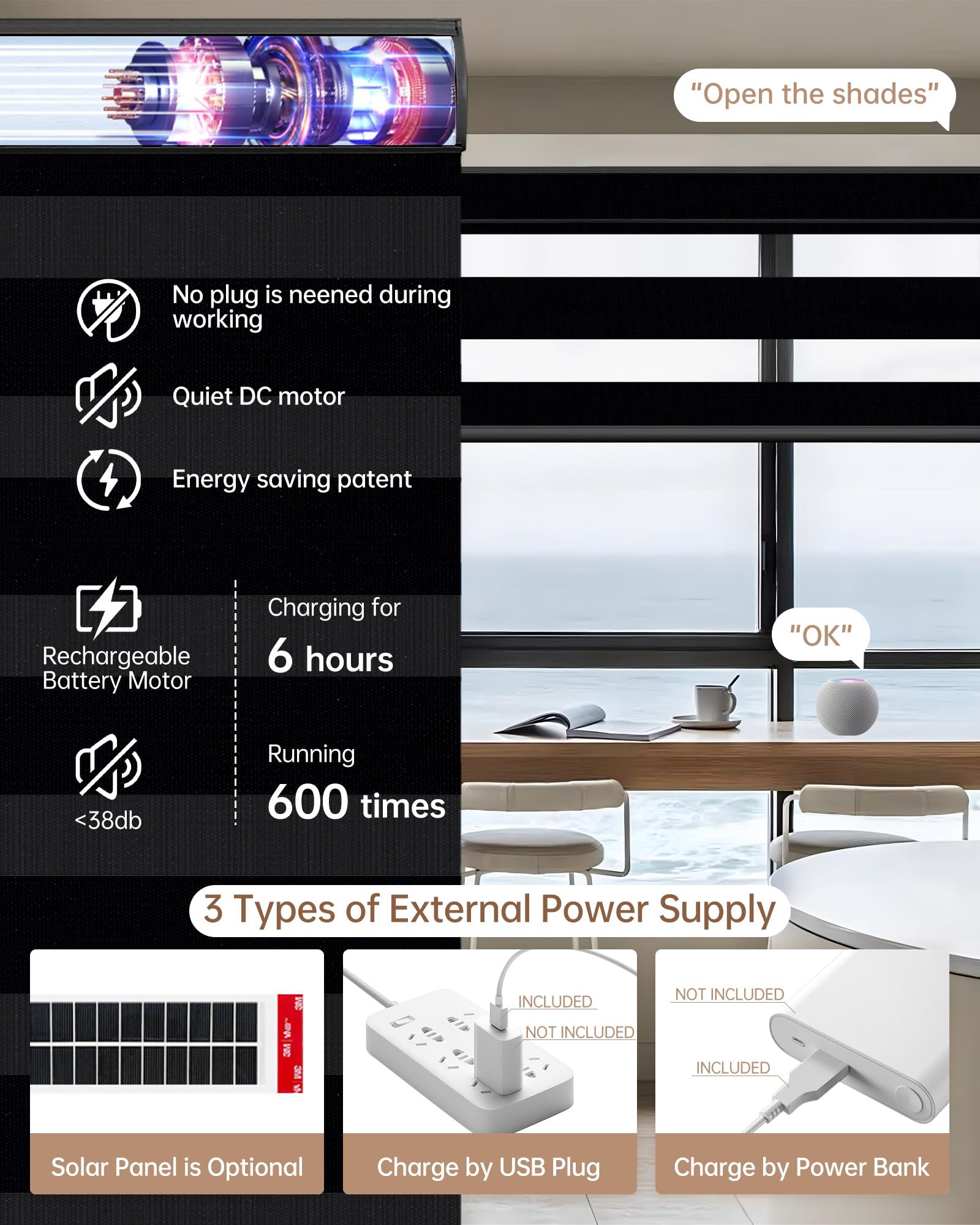 Kincmo Motorized Blinds with Remote, APP, Voice Control - 100% Blackout product image 24