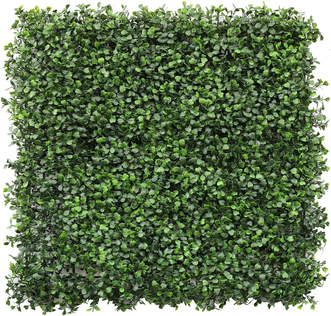 Patio Paradise Artificial Greenery Grass Wall Panels, 20"x20" (2pc) Faux Grass Boxwood Backdrop Fake Ivy Privacy Screen Green Hedge for Indoor Outdoor Décor, Boxwood Single Panel