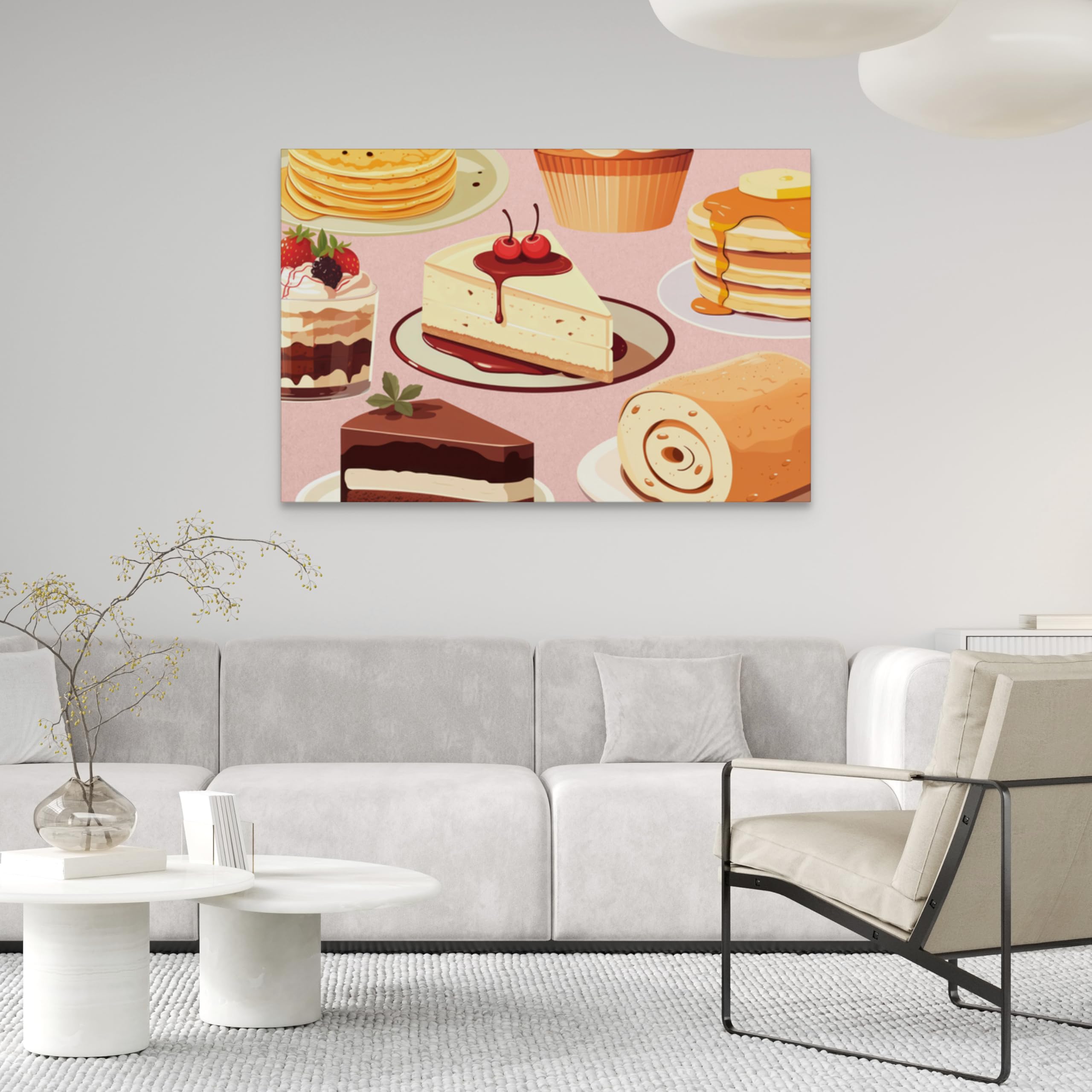 WALLERO Obraz na płótnie – Deserowy Stół z Tortami | Dekoracja ścienna do salonu, sypialni, kuchni i przedpokoju | 60 x 40 cm
