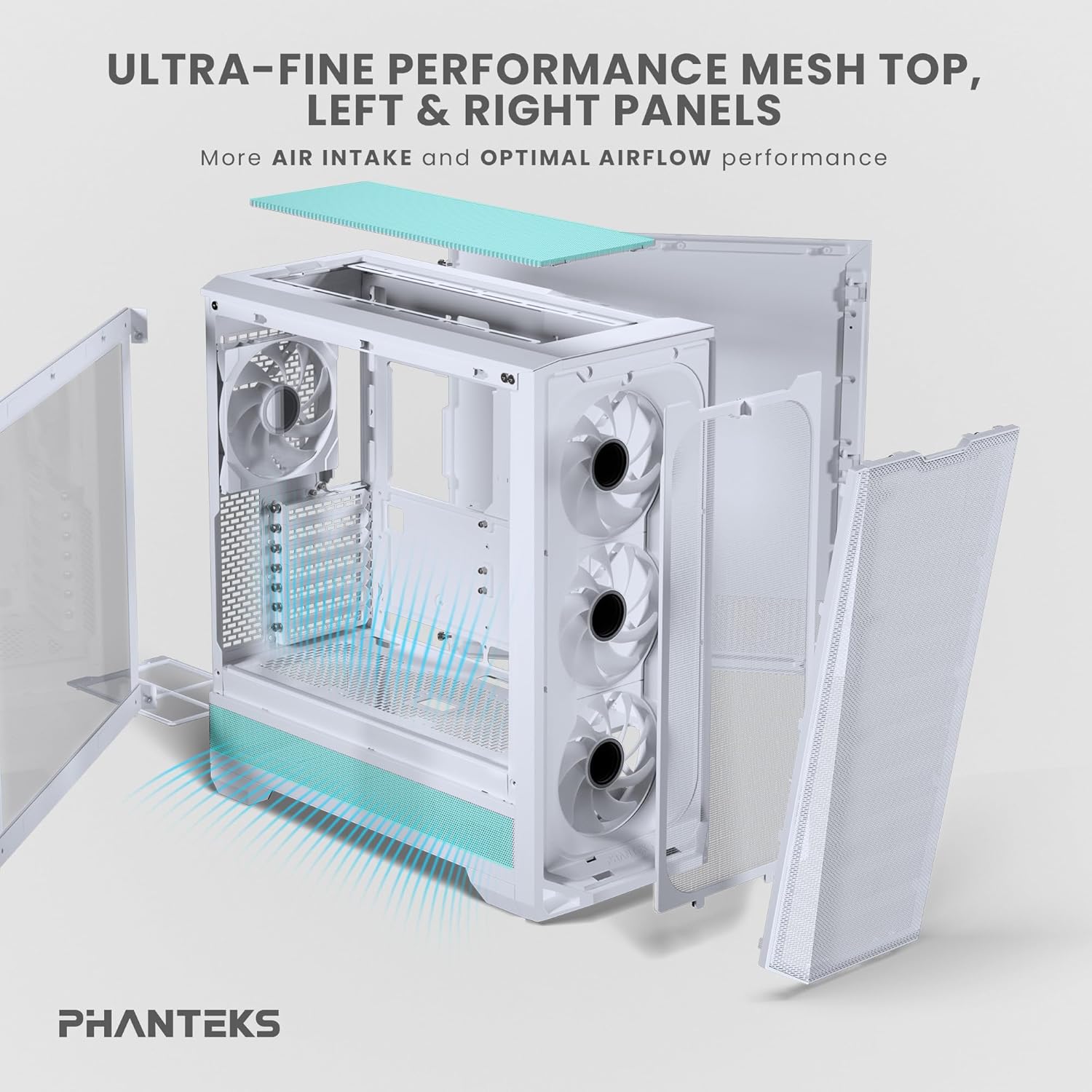 Phanteks Eclipse G400A showing disassembled panels for airflow and cleaning