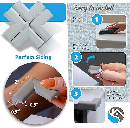 Miniatura 4 de Protectores de esquina para muebles (10 esquinas) de goma suave adhesiva para niños, cojín de espuma protectora, precintado 3M, juego a prueba de