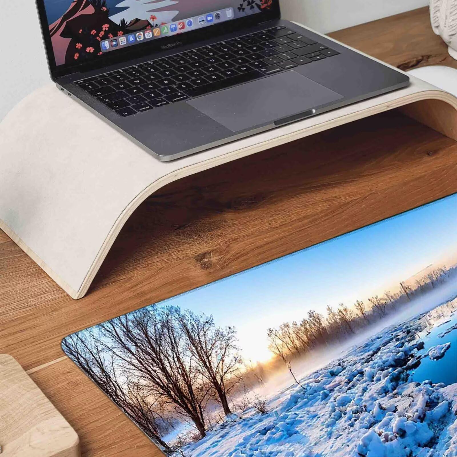 Tappetino Mouse Blu Mousepad Inverno Tappetino Mouse XXL 1200 x 600mm Sottomano Scrivania Grande con Base in Gomma Antiscivolo Accessori Gaming, Migliora Precisione e Velocità per PC, Laptop a8366