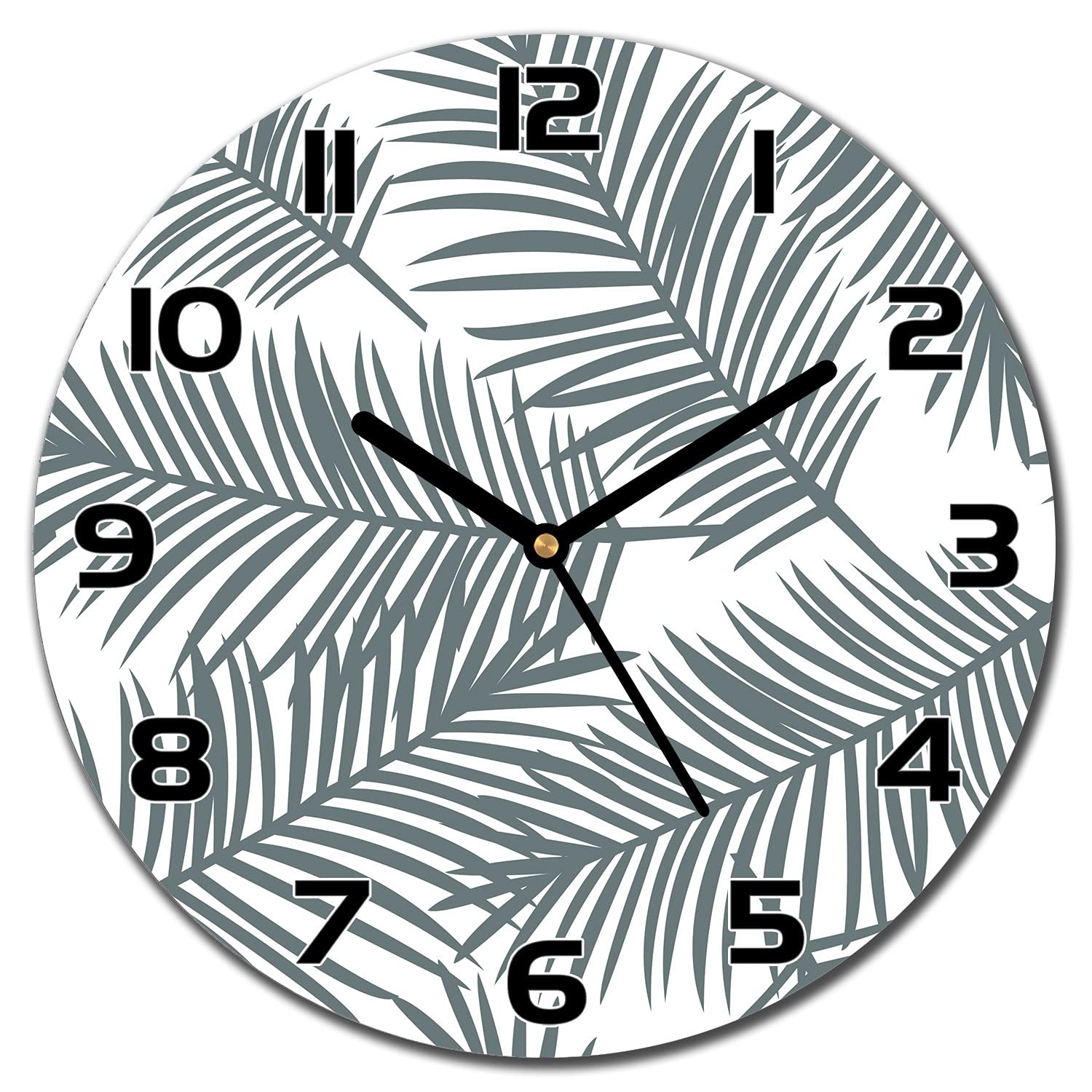 Horloge en verre lisible aiguilles noires pour salon et cuisine moderne