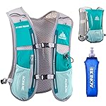 Azarxis Hydration Running Vest Backpack Pack 5L for Women and Men Jogging Trail Race Marathon Cycling Hiking (Mint Blue with 500ml Soft Flask)
