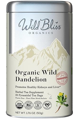 Wild Bliss Té orgánico de raíz de diente de león crudo salvaje, calidad de farmacopea, sin cafeína, apoyo a la desintoxicación de hierbas - 25