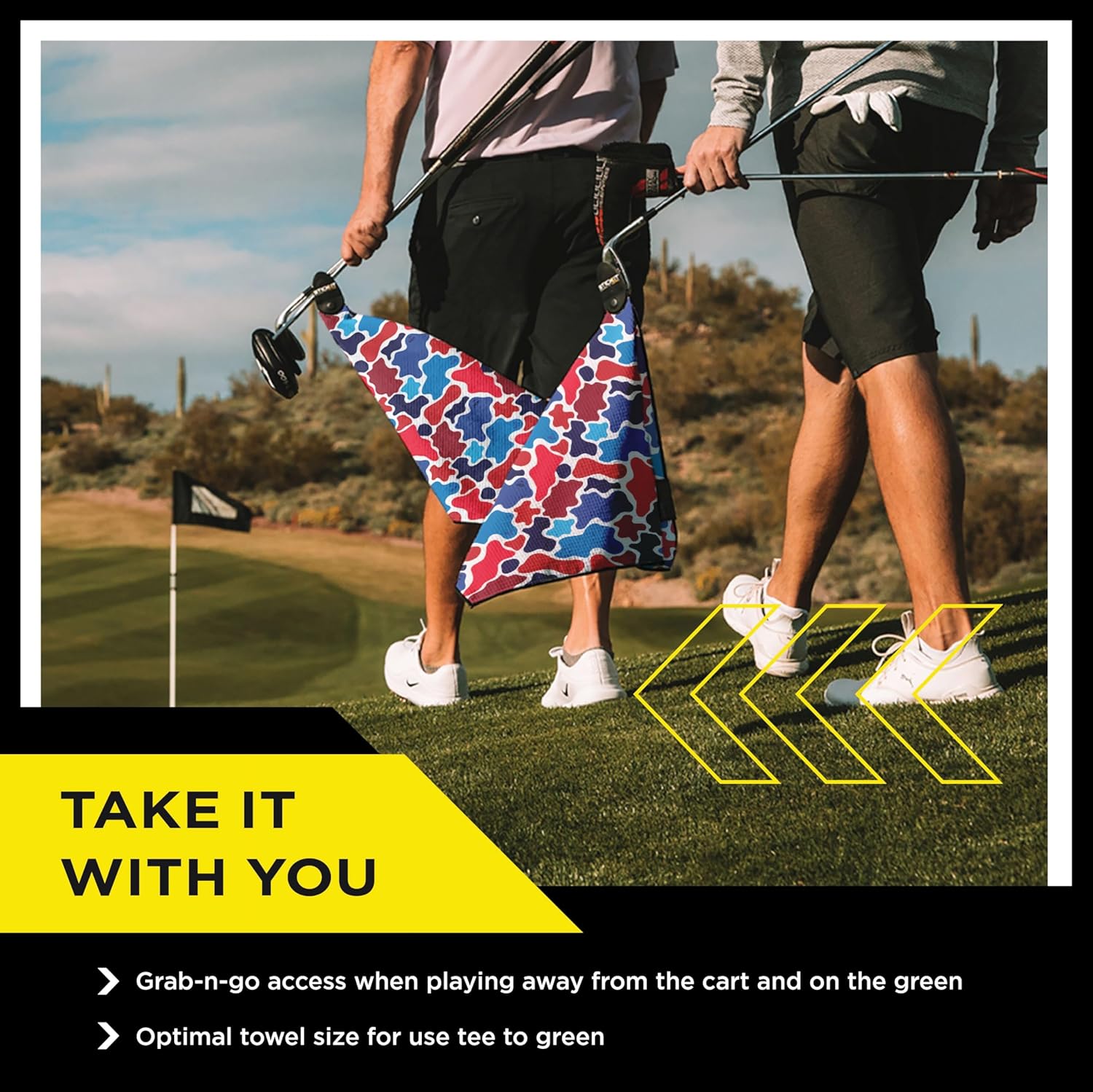 STICKIT Magnetic Golf Towel, Patriotic Camo | Top-Tier Microfiber Golf Towel with Deep Waffle Pockets | Industrial Strength Magnet for Strong Hold to Golf Carts or Clubs | Red, White and Blue Camo - Image 3