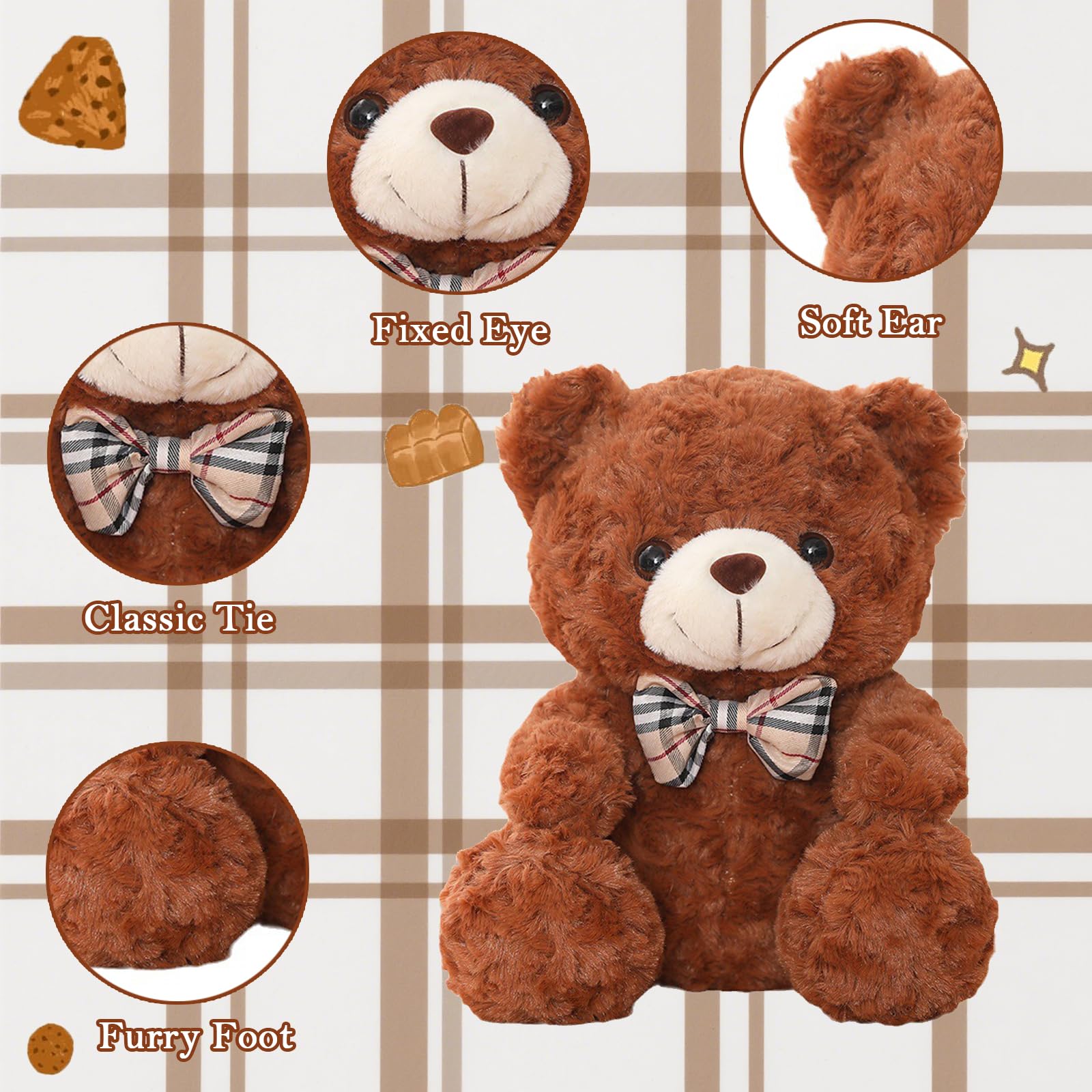 YcsRnn Teddy Bear, Small Brown Teddy Bear for Girlfriend and Kids 25cm Soft Plush Toy for Valentine's Day and Baby Shower - Image 3