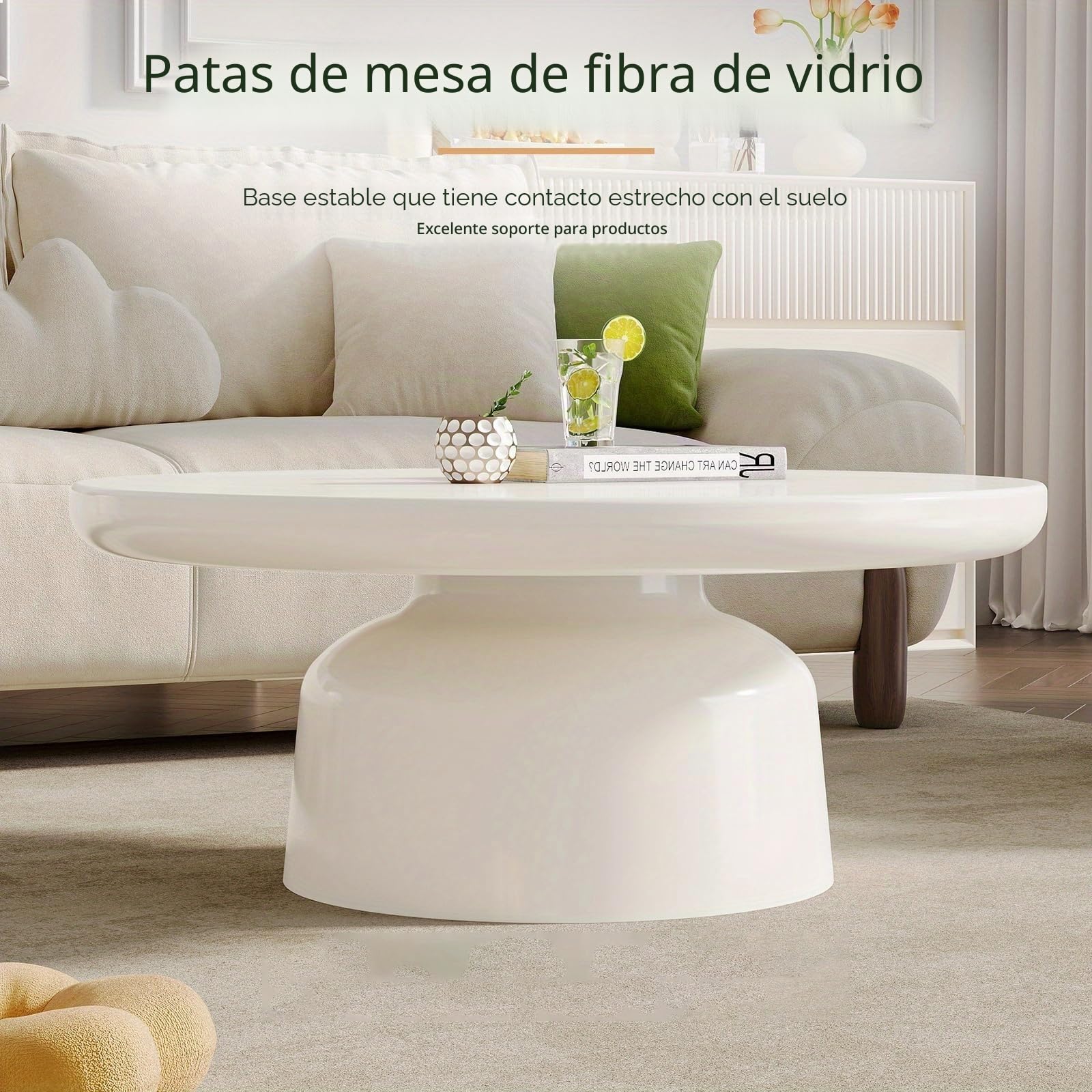 Guyii Moderna mesa de centro redonda blanca – para café, sofá, salón, auxiliar, sala de estar y oficina
