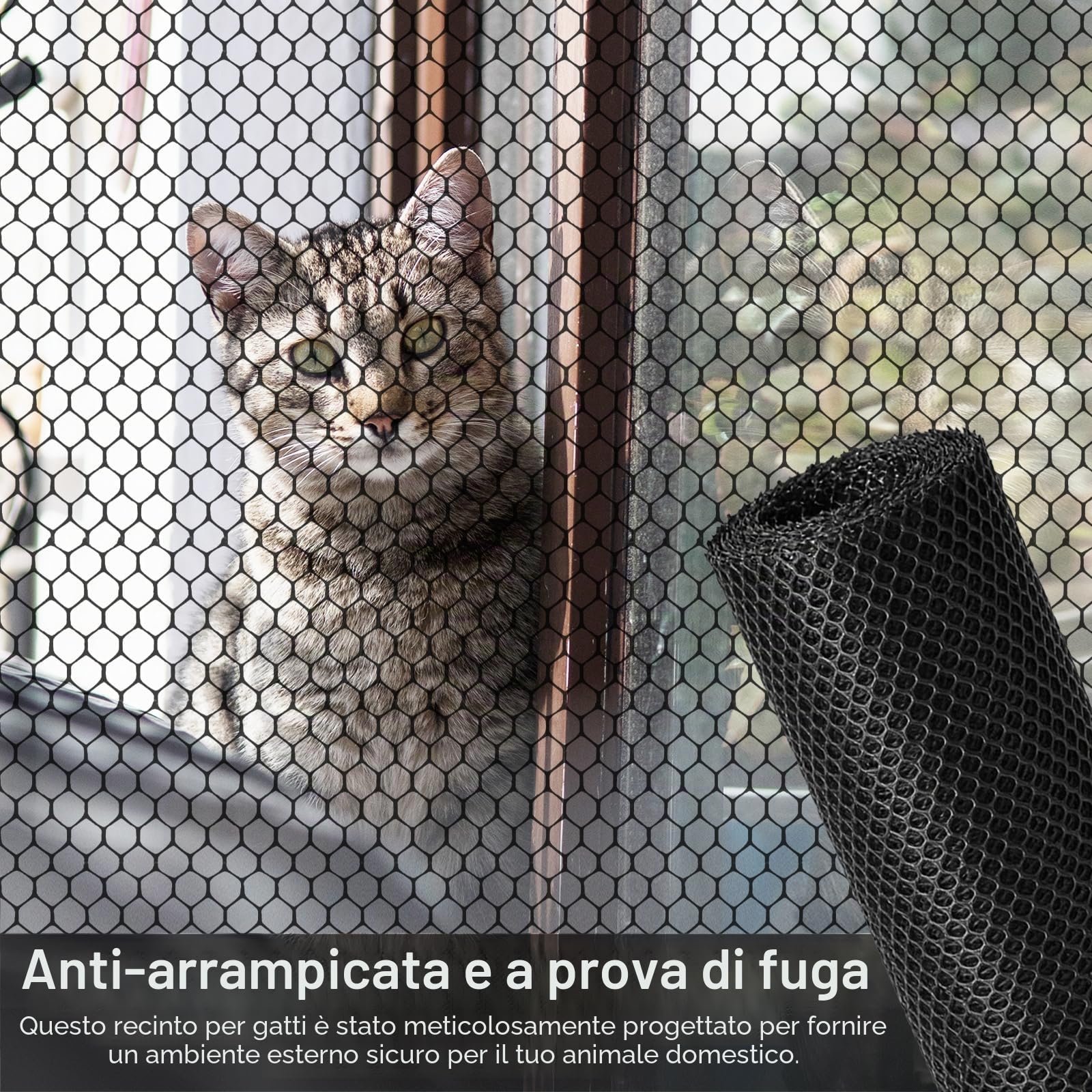 Barriera Anti-arrampicata di Gatto, Rete di Recinzione per Esterni Gatti da 10 m, Recinzioni Reti da Giardino Resistente alle Intemperie, Recinzione a Rete Tagliabile con Staffe da Parete Antiruggine