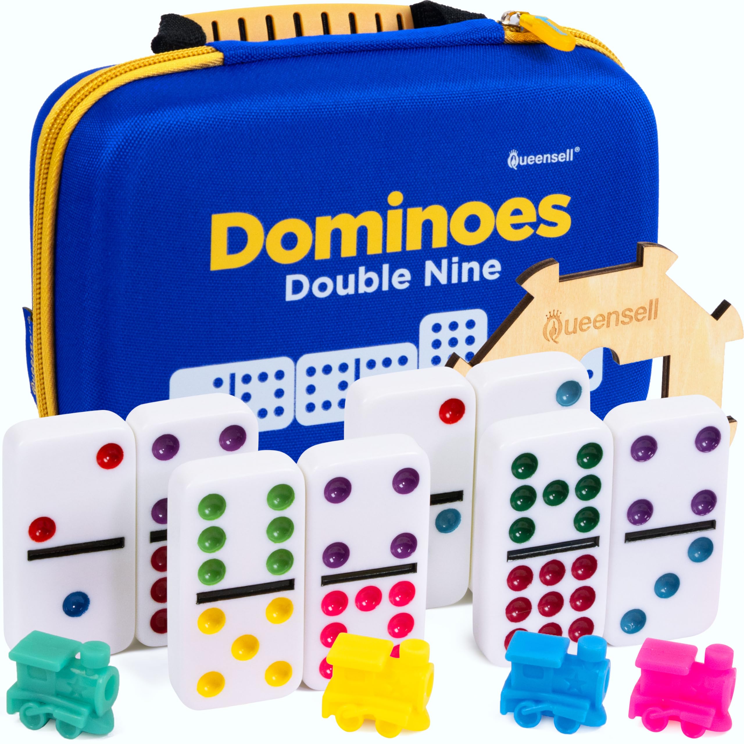 Queensell Double 9 Dominos Set with EVA case