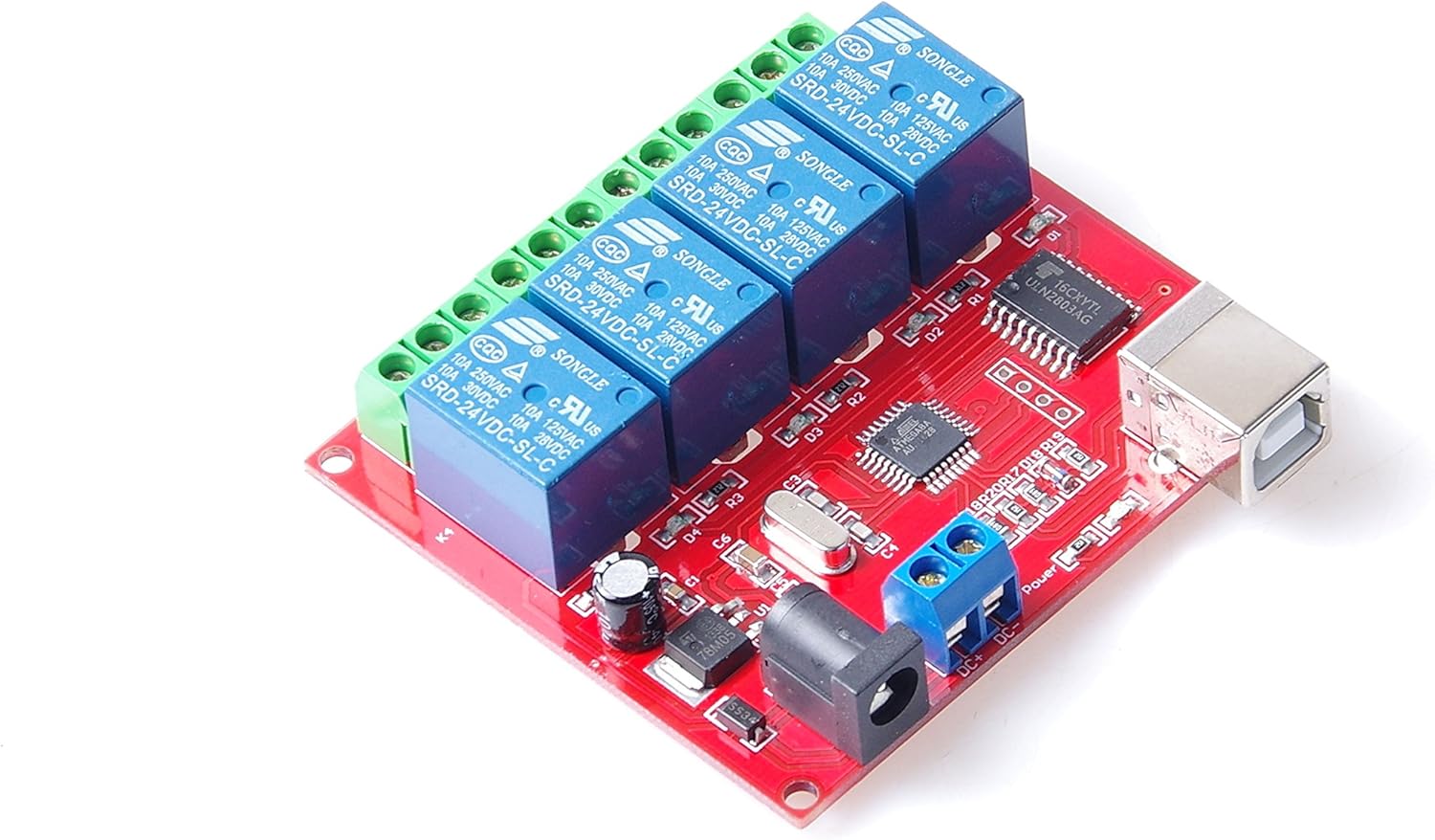 KNACRO 24V 4Channel 10A PC USB Control Switch Relay Module