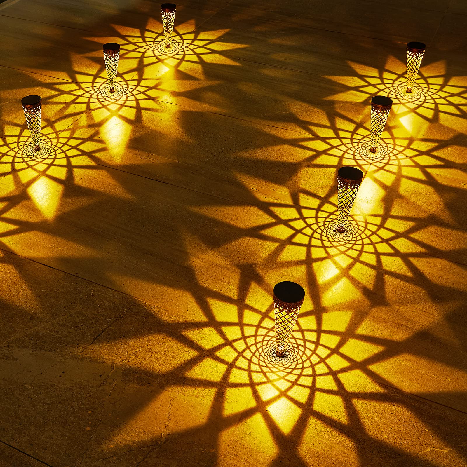 Snapklik.com : Solar Garden Lights, 6 Pack Garden Decor Solar Outdoor Lights Decorative, Warm ...