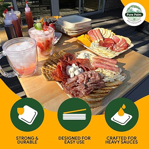 Miniatura 2 de Platos de fiesta de 6 pulgadas, platos de hoja de palma, platos biodegradables, 25 piezas, bonitos platos desechables cuadrados con aspecto de