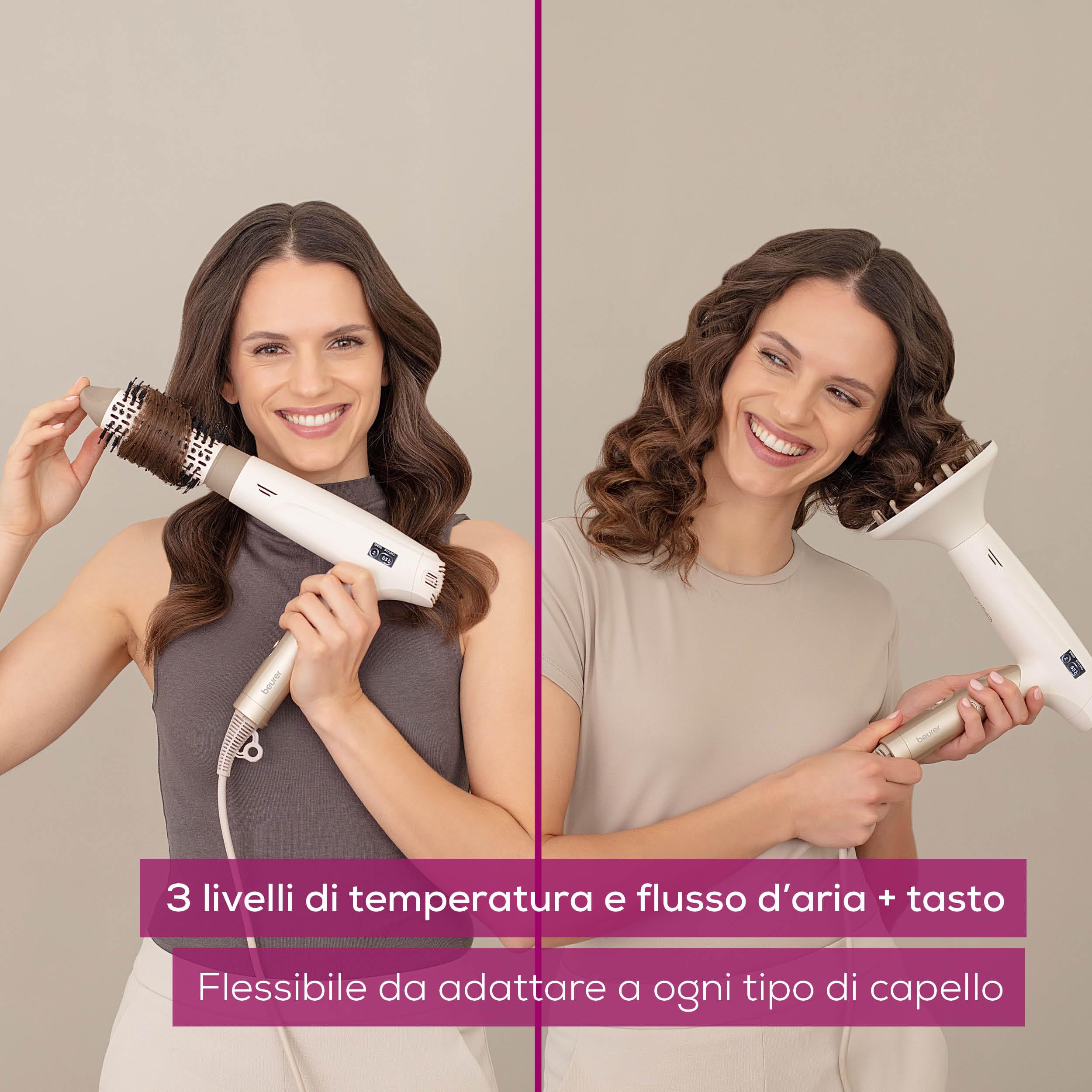 Beurer HC 150 FusionDry Pro Asciugacapelli, phon ultraleggero con potente motore digitale, manico pieghevole ergonomico ideale per i viaggi, funzione agli ioni, incl. 4 accessori per lo styling