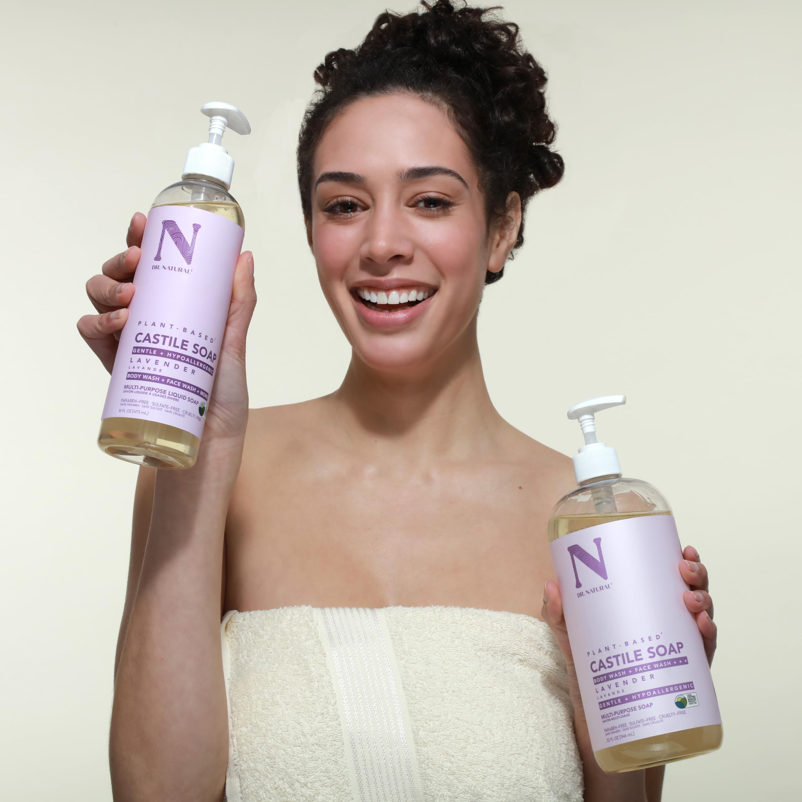 Dr. Natural Castile Liquid Soap - Gel multi-usage corps, cheveux, visage - Hydratant peau, cheveux, animaux - Lavande - 473 ml