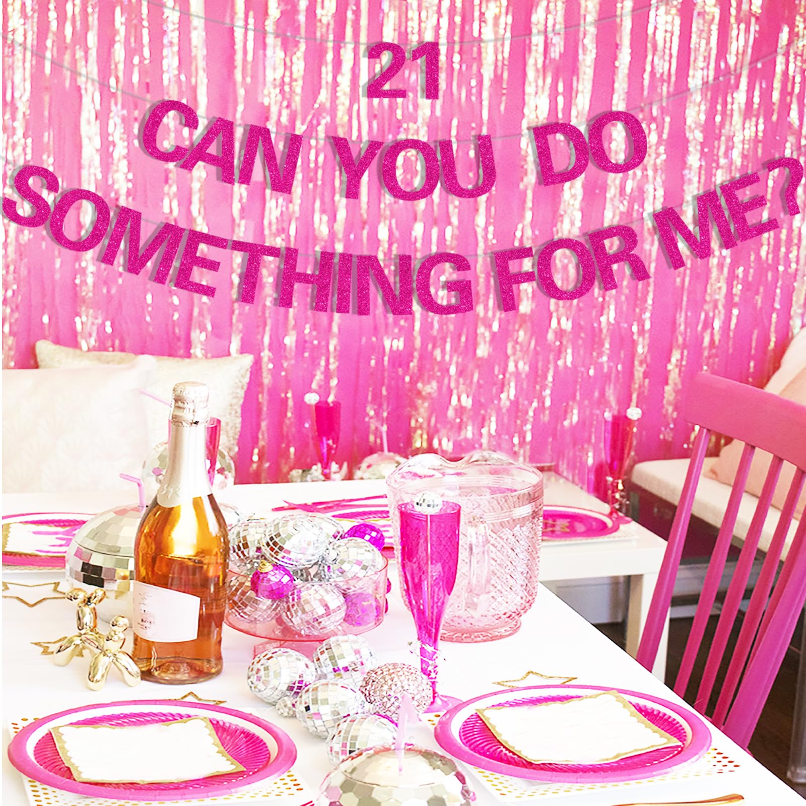"21 Can You Do Something For Me" Birthday Banner | Hot Pink | Funny 21st Party Decor For Her