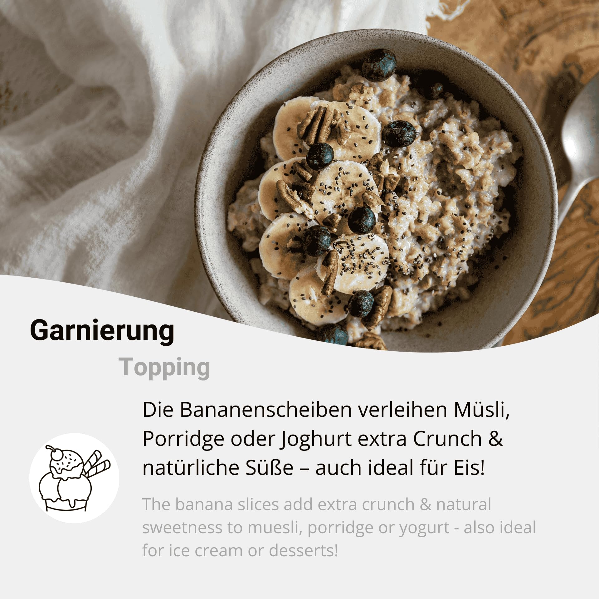 Gefriergetrocknete Bananen 750g Bananenscheiben, Knuspriger Snack in Scheiben, Ohne Zucker, Vegan