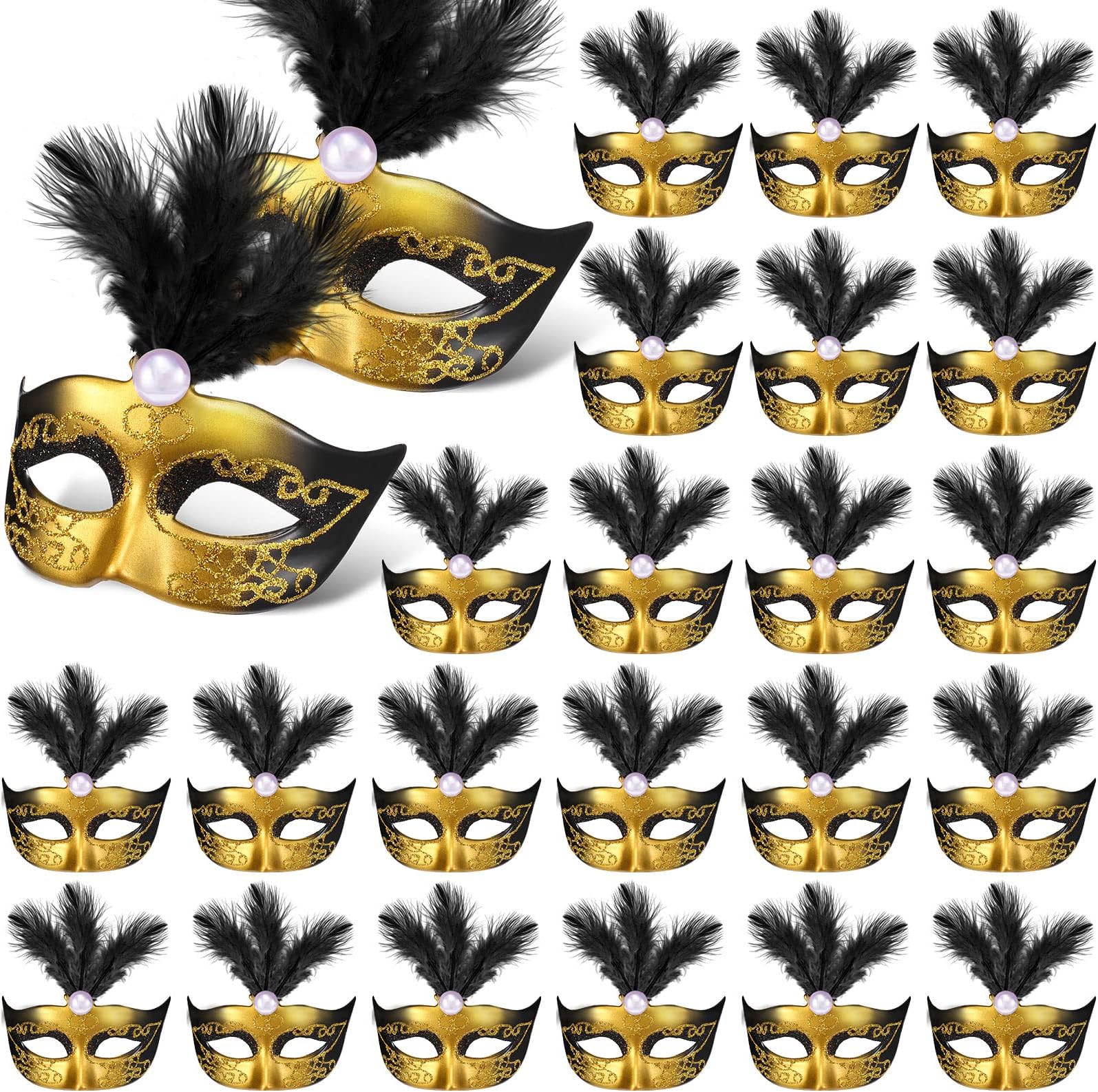 24 Pcs Mini Mask Masquerade Small Masquerade Mask Dress Up Cake Topper Decor Mardi Gras Venetian Centerpiece Decor