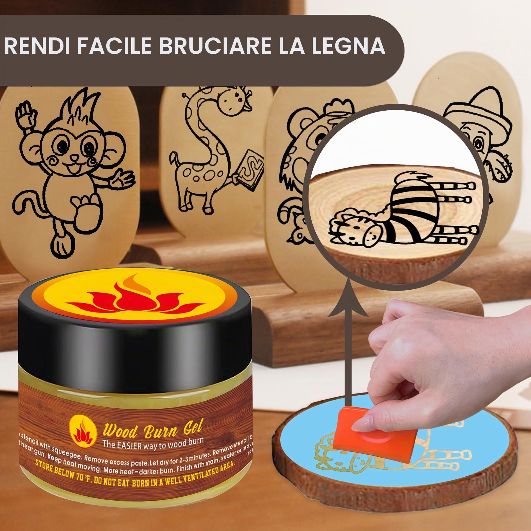 Pasta bruciante per legno, 113,4 g, gel per bruciare il legno con spatola in silicone, per artigianato, disegno e arti fai da te, crea belle opere d'arte in pochi minuti, personalizza il tuo mestiere