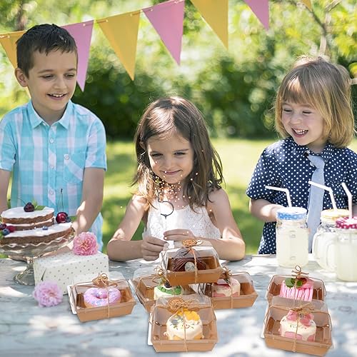 Miniatura 7 de Kosotody Paquete de 50 cajas de charcutería con tapas transparentes, contenedores de comida de papel kraft blanco a prueba de aceite de 4 pulgadas,