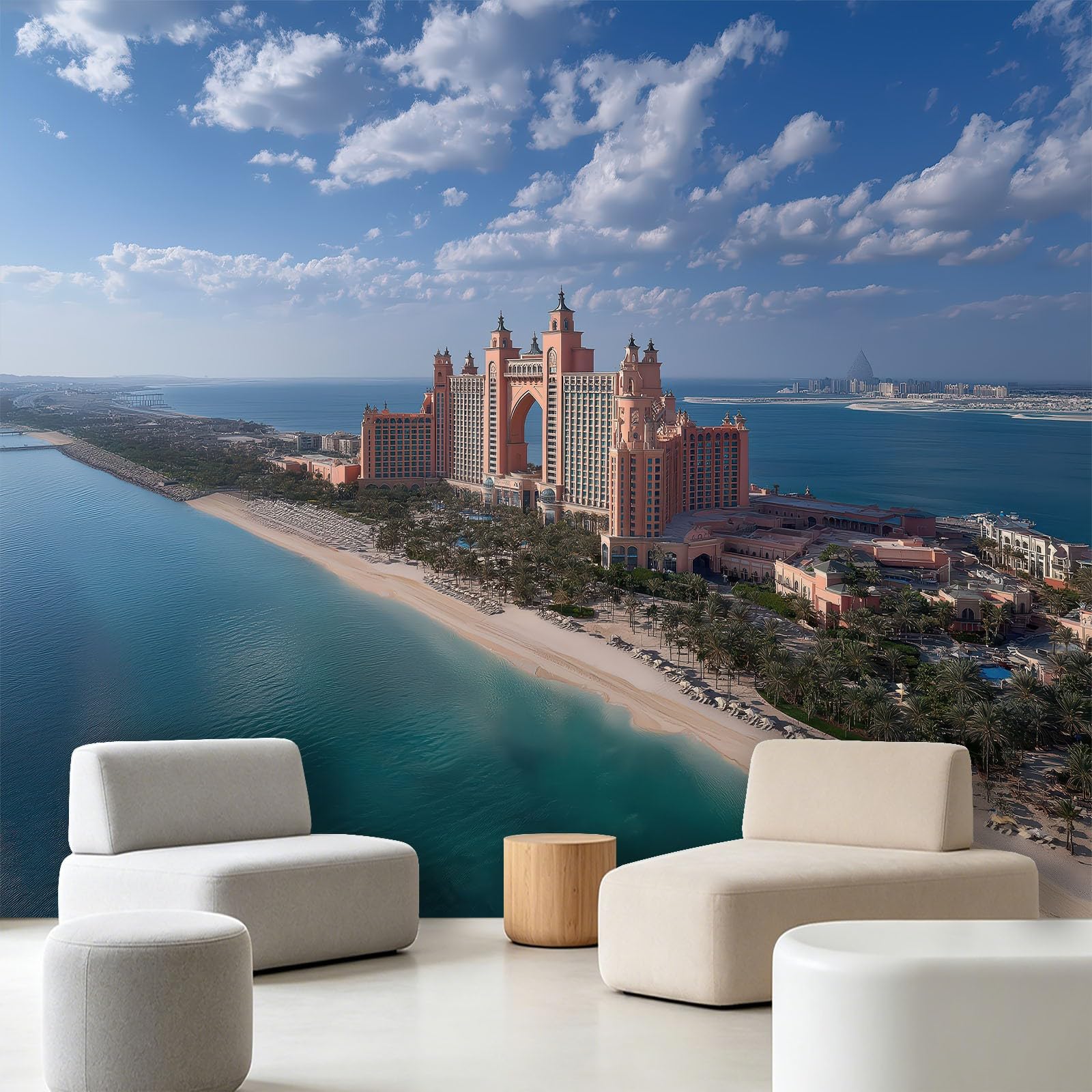 Générique Panoramiczna tapeta z włókniny 350 x 256 cm, nowoczesna tapeta z włókniny, dekoracja do salonu i sypialni, efekt 3D, ocean, plaża, las