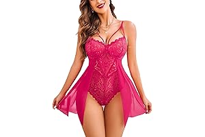 Floral Snap Crotch Babydoll Lingerie Sensual Nightgown for Women