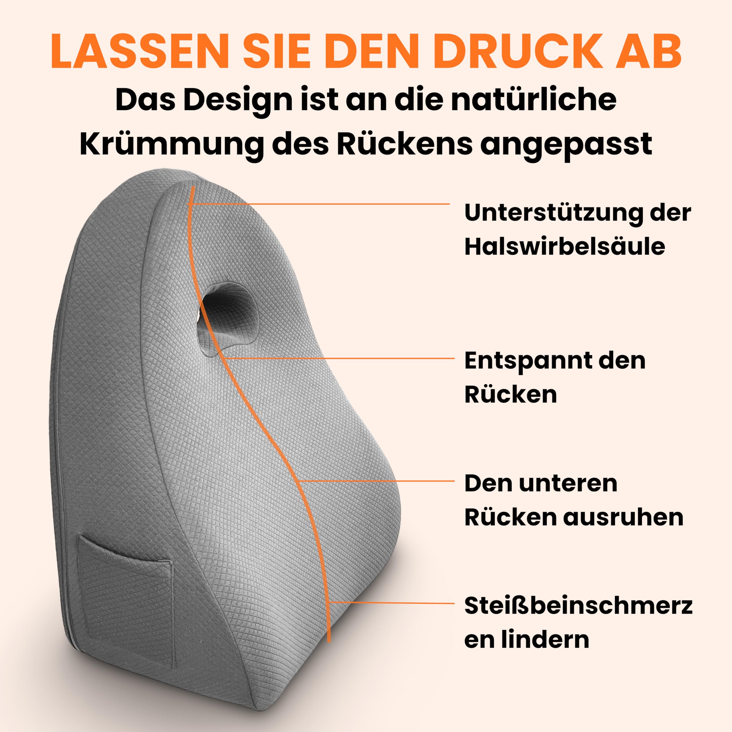 Lesekissen für Bett und Sofa – Rückenkissen Memory-Schaum – Ergonomisches Dreiecksdesign – Natürliche Position – keilkissen Bett - Rücken und Lendenwirbelstütze