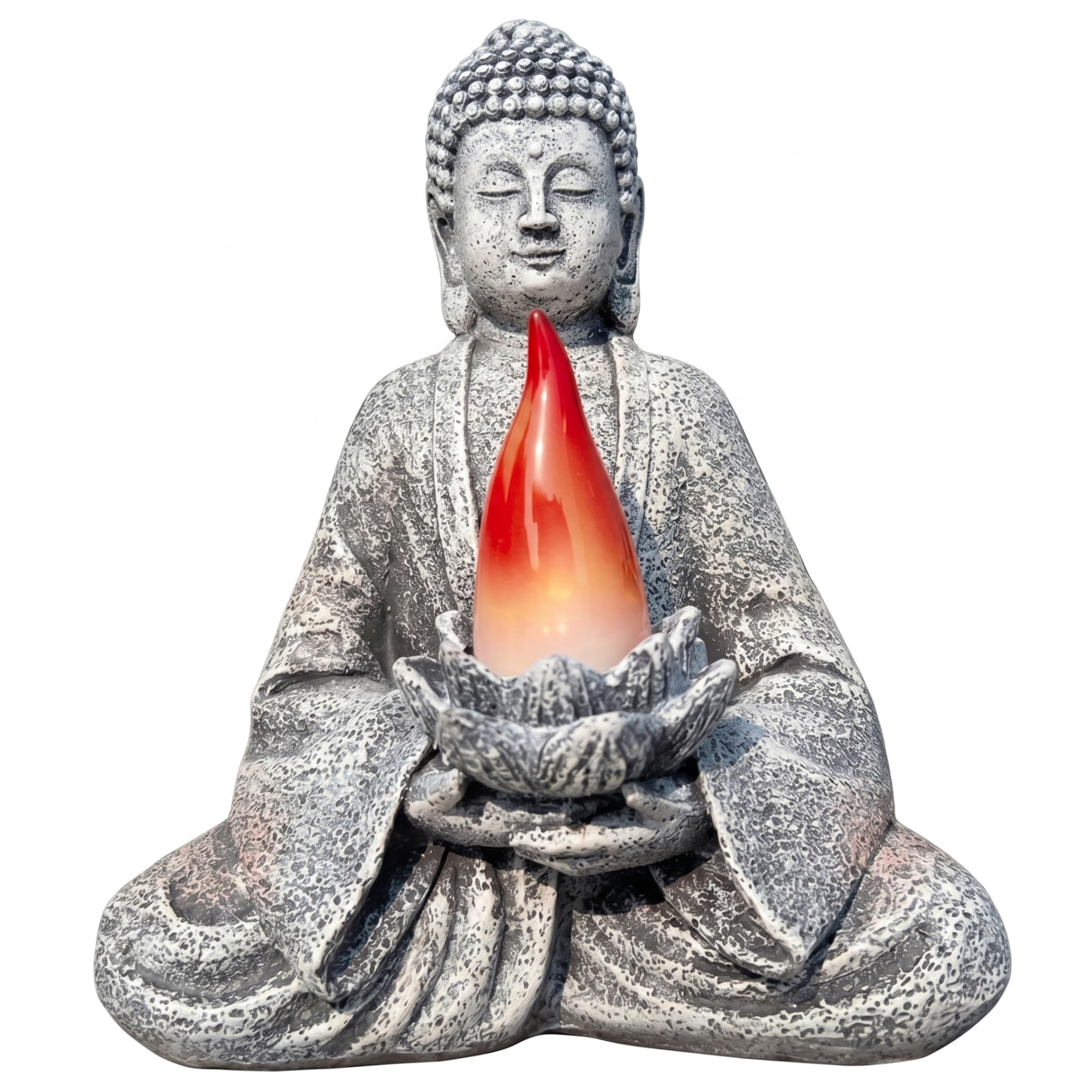 Goutdori Buddha Statue, Solar-Powered Buddha Garden Ornaments Outdoor with Lotus & Flame Light Eco-Friendly Resin Zen Decor statue solar powered resin garden ornaments outdoor with lotus