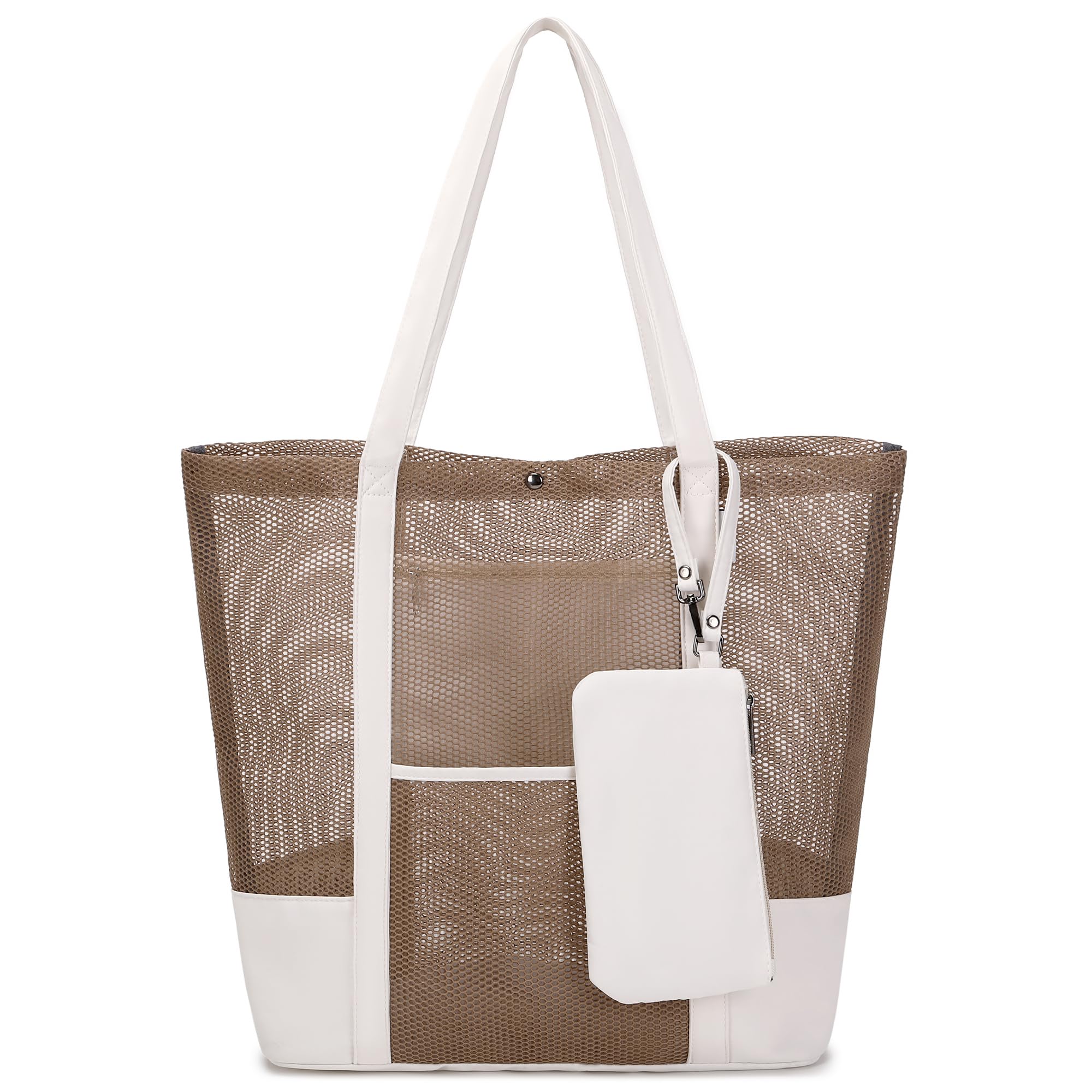 Makukke Bolsa de playa de malla para mujer, bolsa grande a prueba de arena, bolsa pequeña para piscina, esencial para juguetes de natación y gimnasio