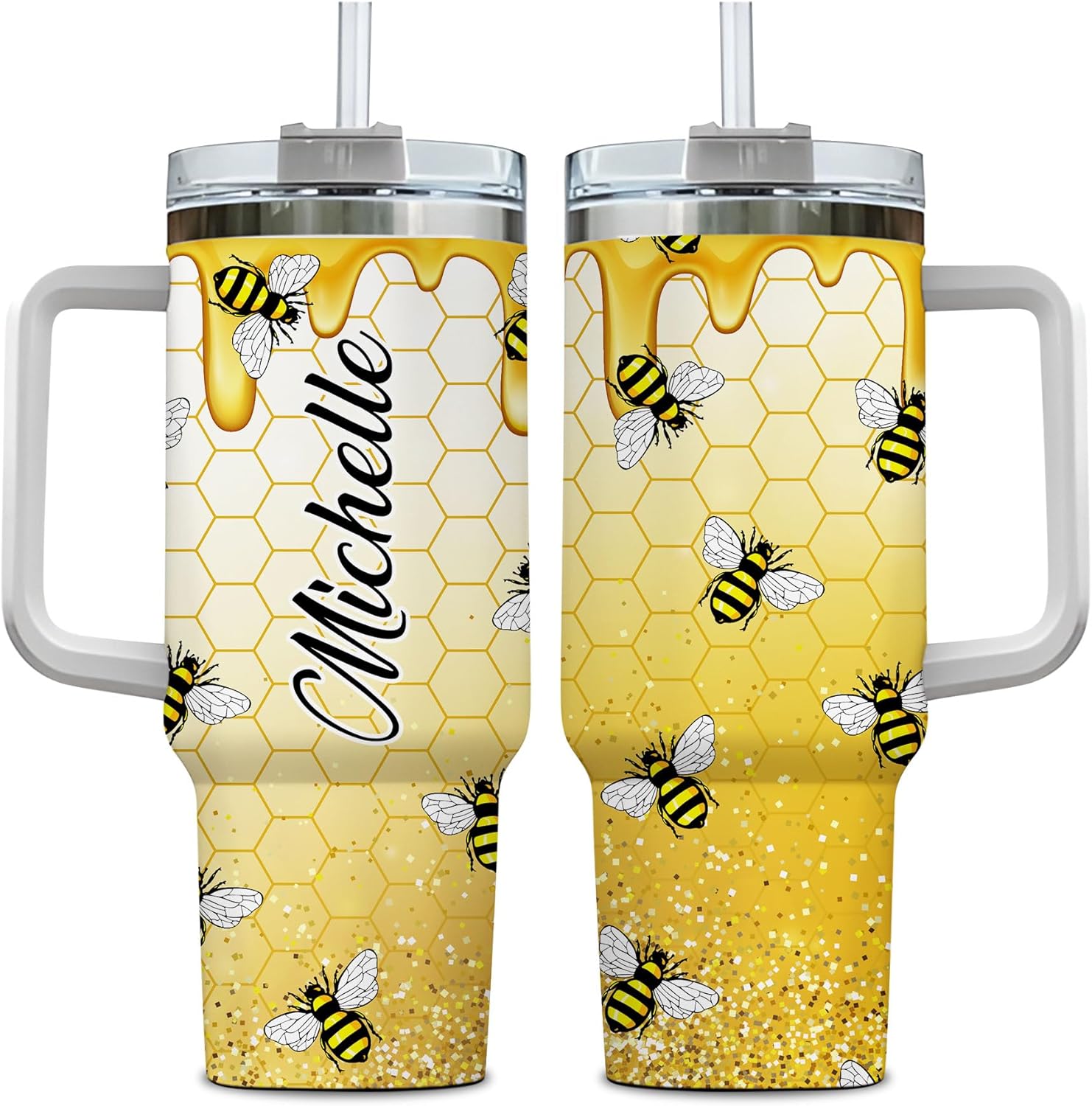 Hyturtle Personalized Gifts For Sewing Lover Tumbler 40oz with Handle and Straw - Stainless Steel Travel Coffee Cup With Lid - Idea Quilting Crochet Lover Gifts For Women, Girl On Birthday Christmas