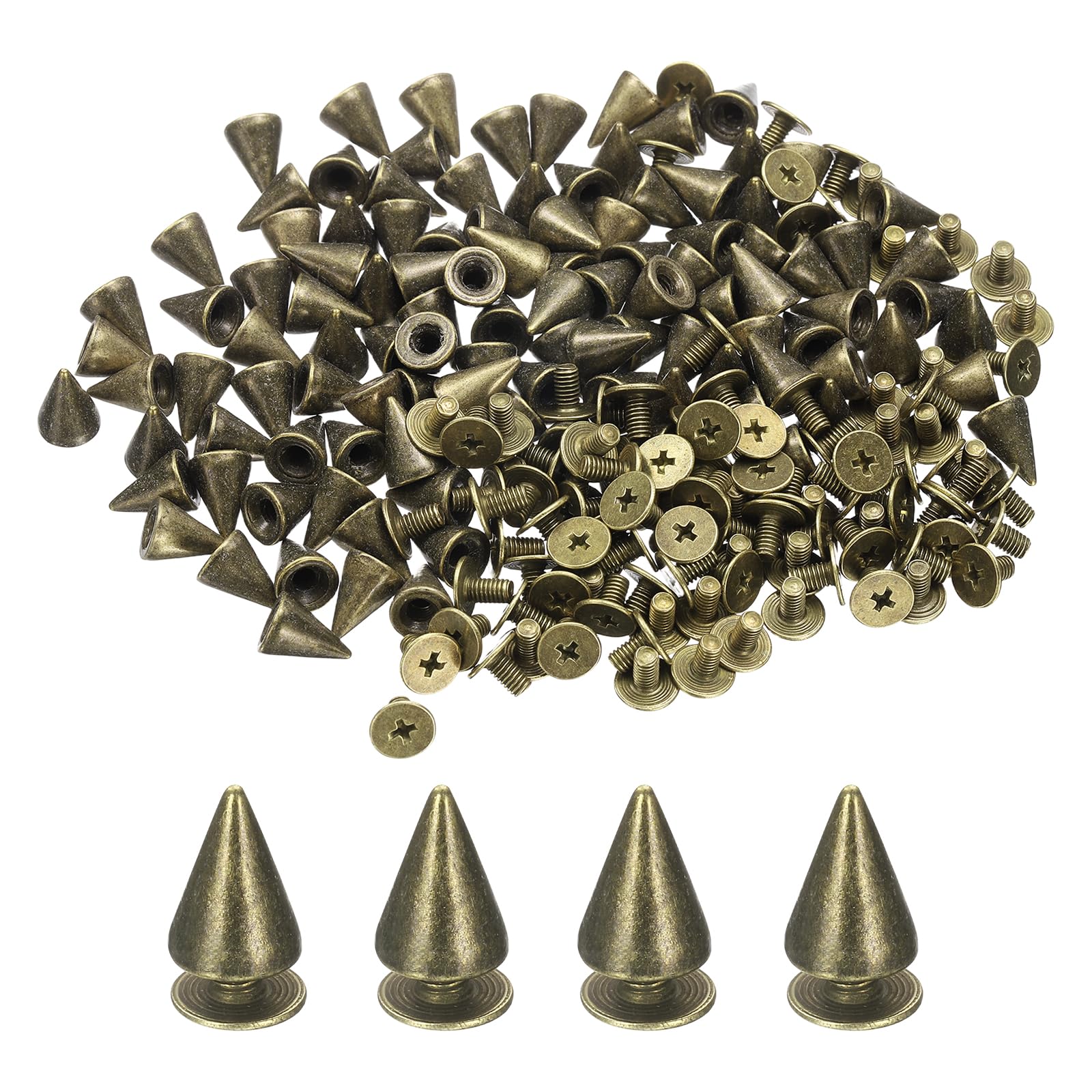 Pointes et clous cônes à visser bronze 7x9 mm pour personnalisation de vêtements | Lot de 200