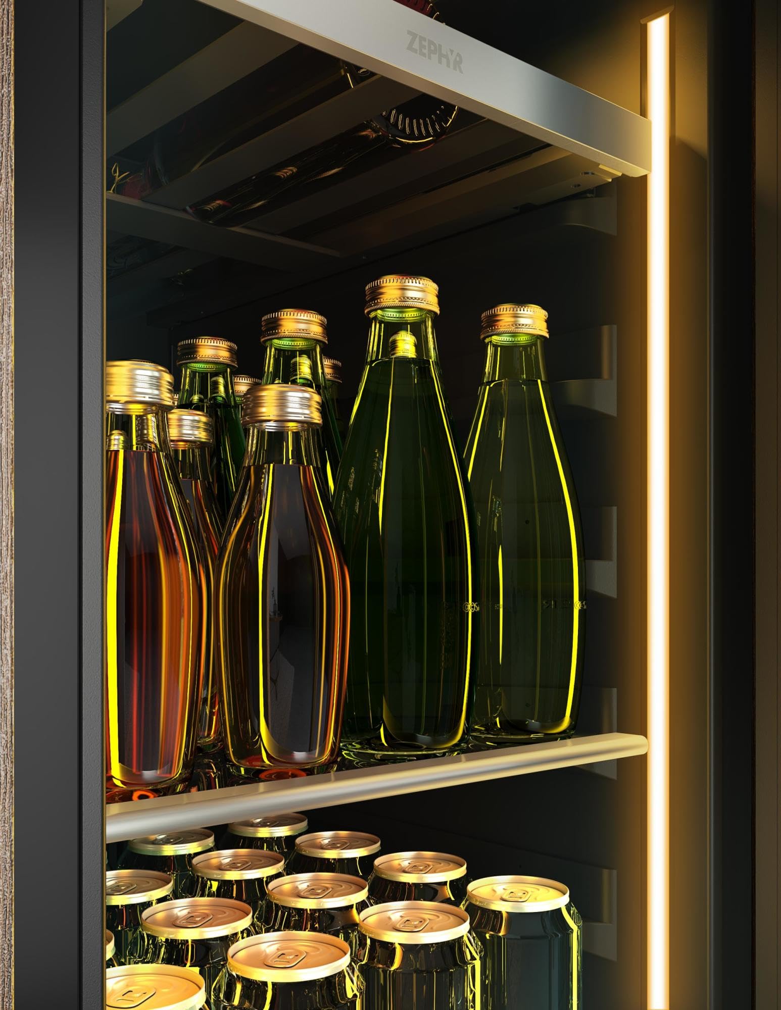 Zephyr Prb15c01c Presrv 15 Inch Wide 4 Bottle Capacity And 64 Can Capacity Energy Star Certified Wine And Beverage Cooler Combo With Precisetemp™ - Stainless Steel/Glass on Fridge.com - View 6