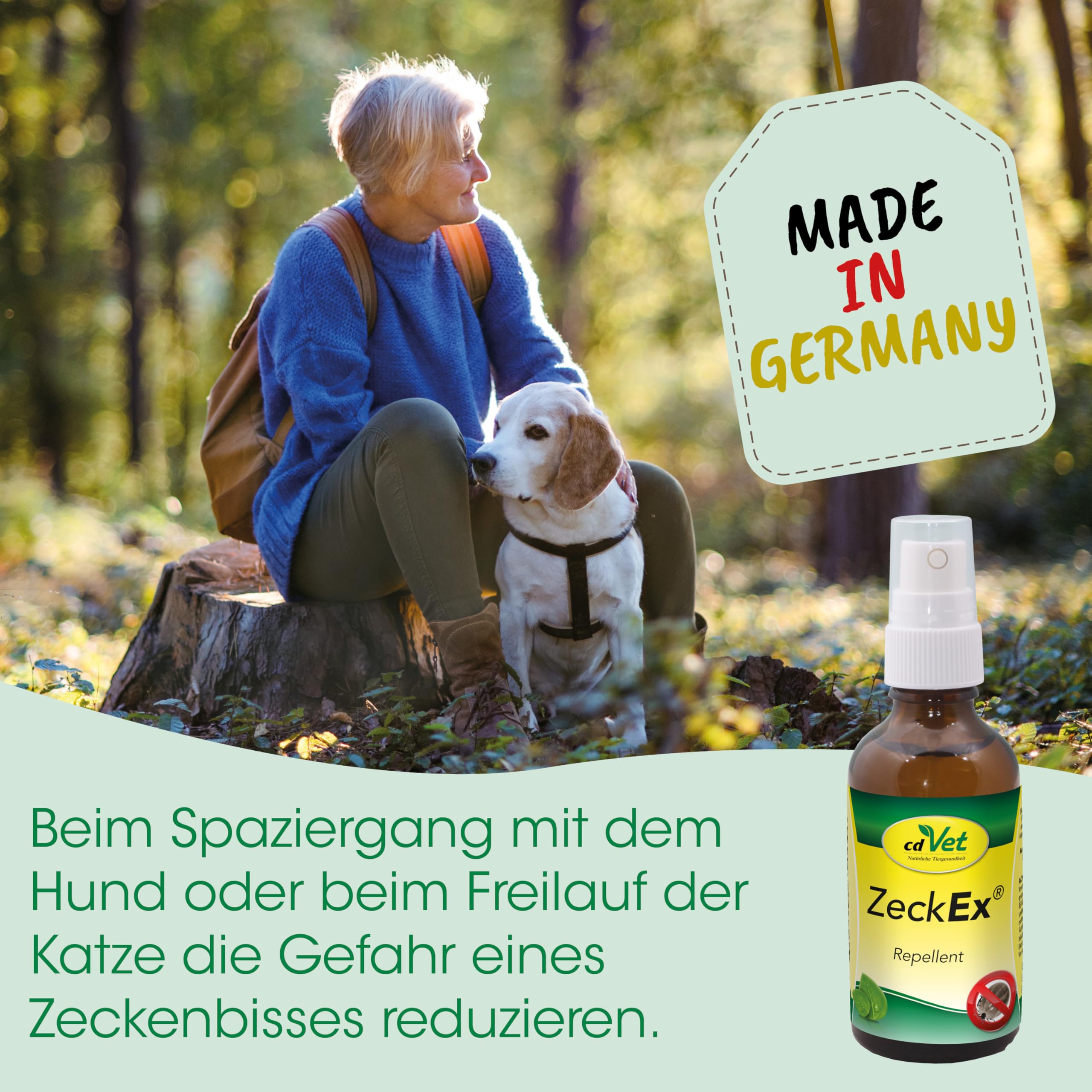 cdVet ZeckEx Zeckenabwehr-Spray 500 ml - Sofortschutz mit Langzeitwirkung für Mensch und Tier, natürliches Zeckenmittel ohne synthetische Zusatzstoffe, dermatologisch getestet