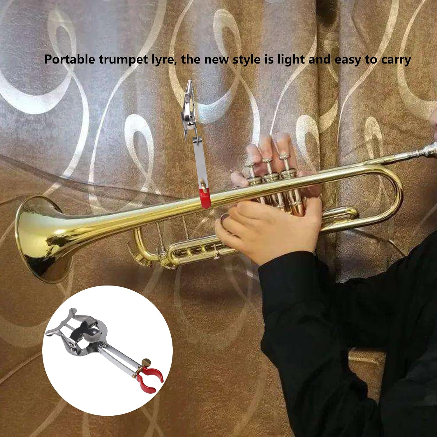 lovermusic Silver Trumpet Marching Lyre Clamp-On Music Clip Replacement for Instrument Parts image 2